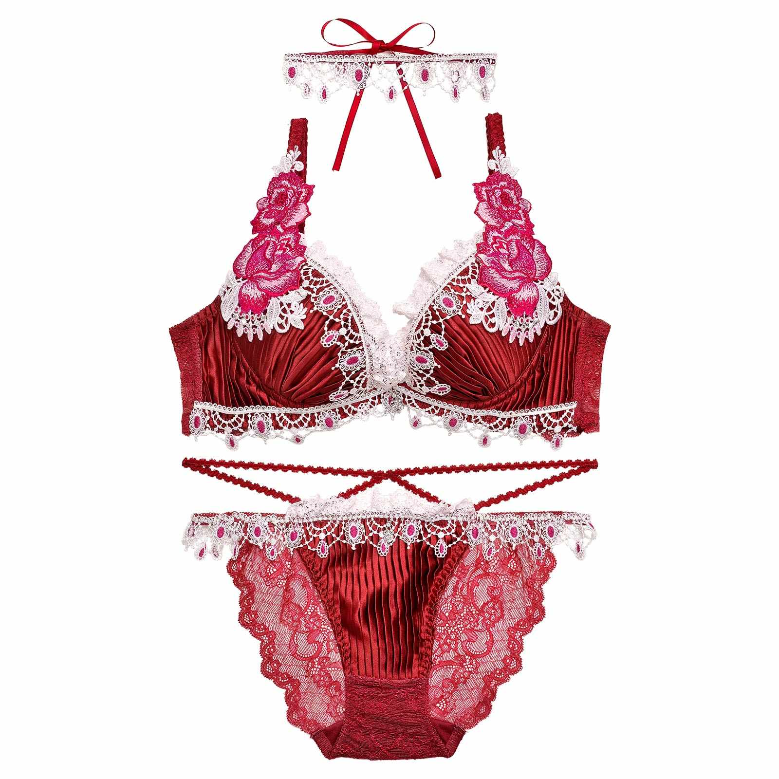 11/18新作!【明日花キララプロデュース-WhipBunny】Luxe Jewelry Pleats Bra&Shorts/Red リュクスジュエリープリーツブラ＆ショーツ/レッド