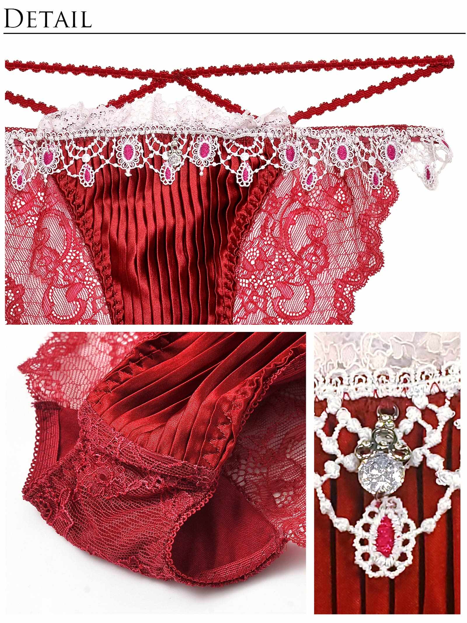 11/18新作!【明日花キララプロデュース-WhipBunny】Luxe Jewelry Pleats Bra&Shorts/Red リュクスジュエリープリーツブラ＆ショーツ/レッド