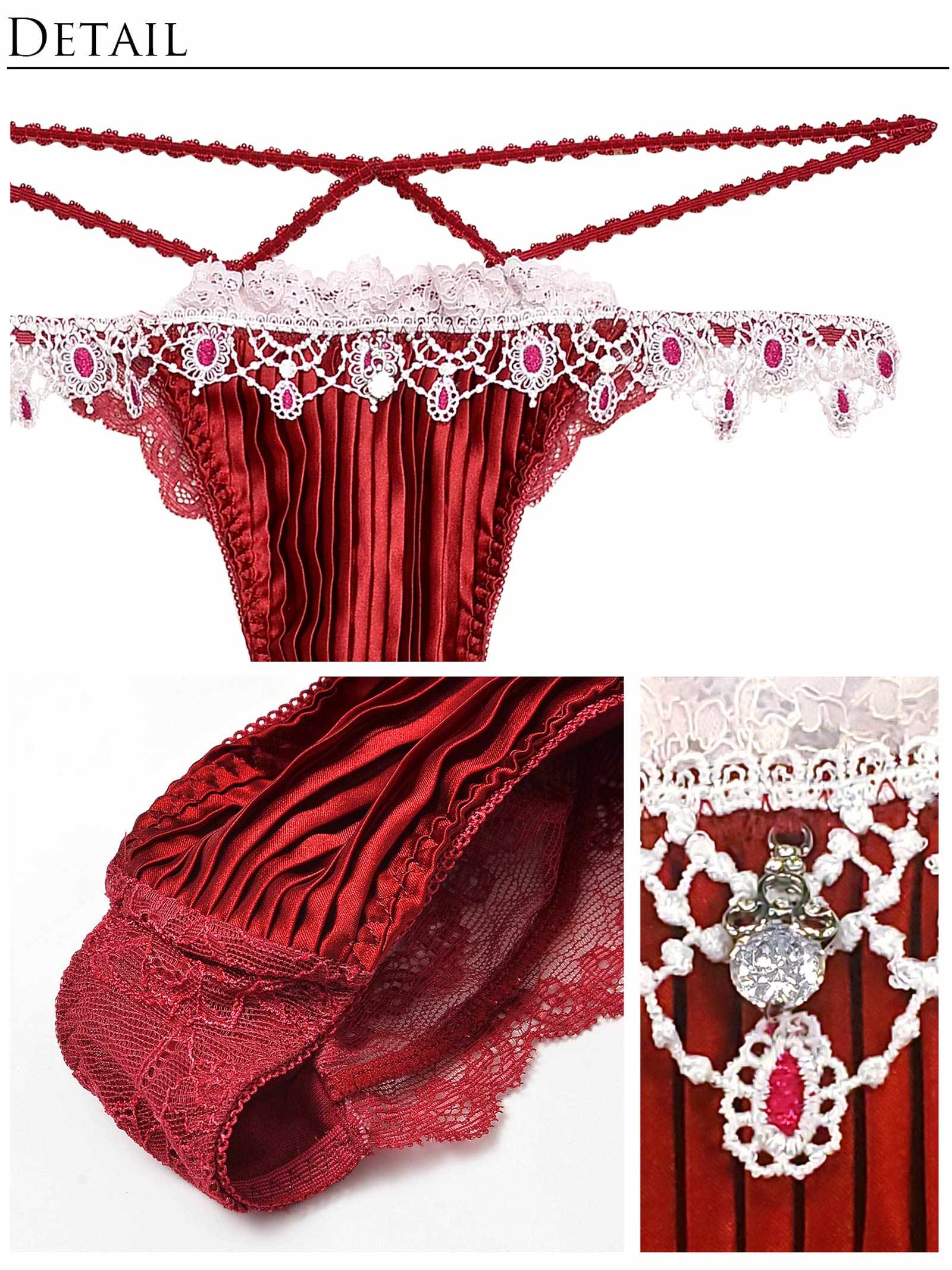 11/18新作!【明日花キララプロデュース-WhipBunny】Luxe Jewelry Pleats Bra&T-back/Red リュクスジュエリープリーツブラ＆Tバック/レッド