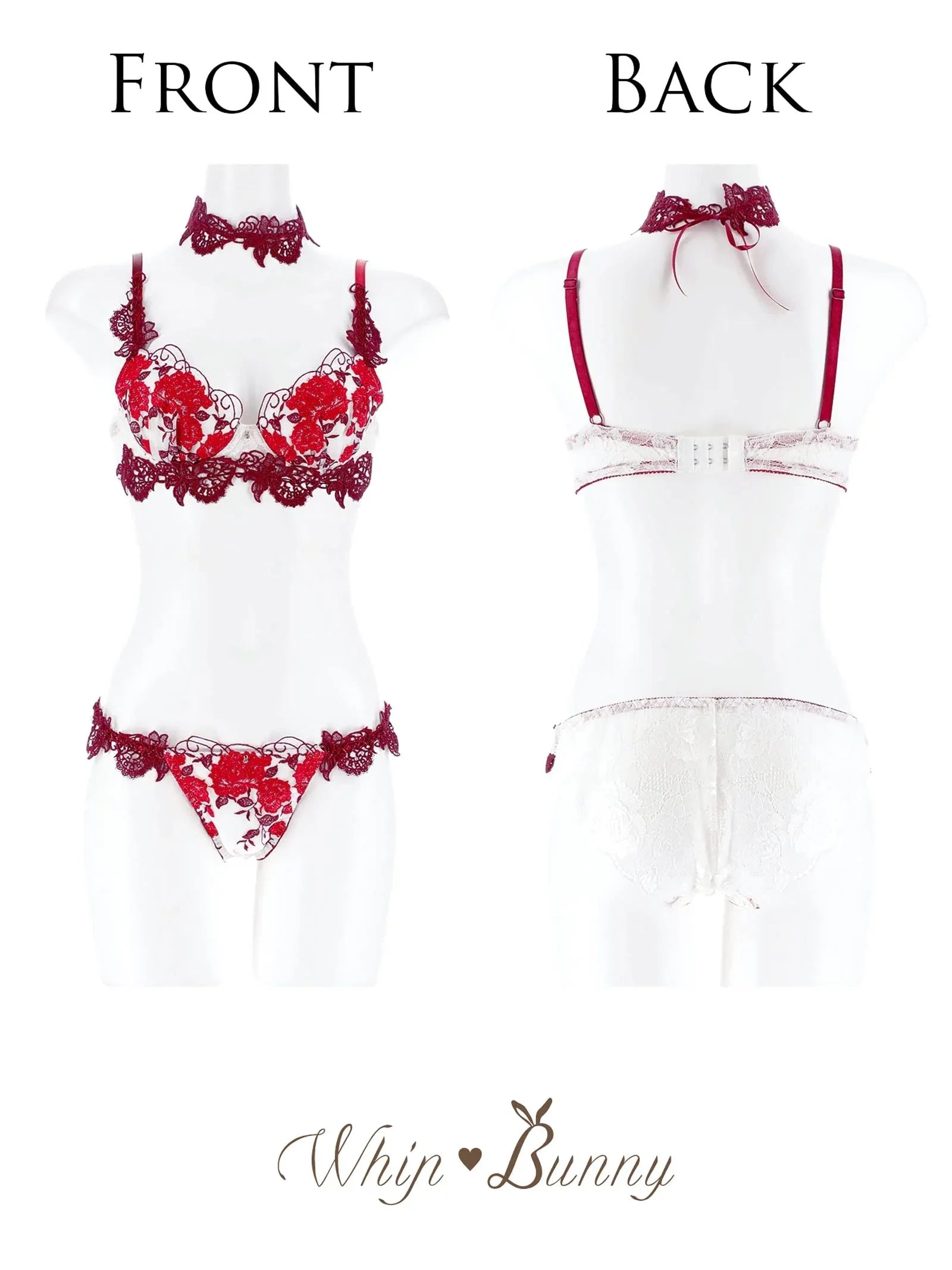 2/21再販!【明日花キララプロデュース/WhipBunny】Gorgeous Shine Rose Choker Bra&Shorts/Red ゴージャスシャインローズチョーカーブラ＆ショーツ - 【公式】247Lingerie