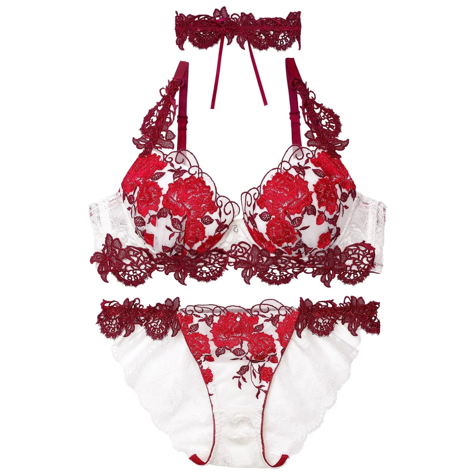 2/21再販!【明日花キララプロデュース/WhipBunny】Gorgeous Shine Rose Choker Bra&Shorts/Red ゴージャスシャインローズチョーカーブラ＆ショーツ - 【公式】247Lingerie
