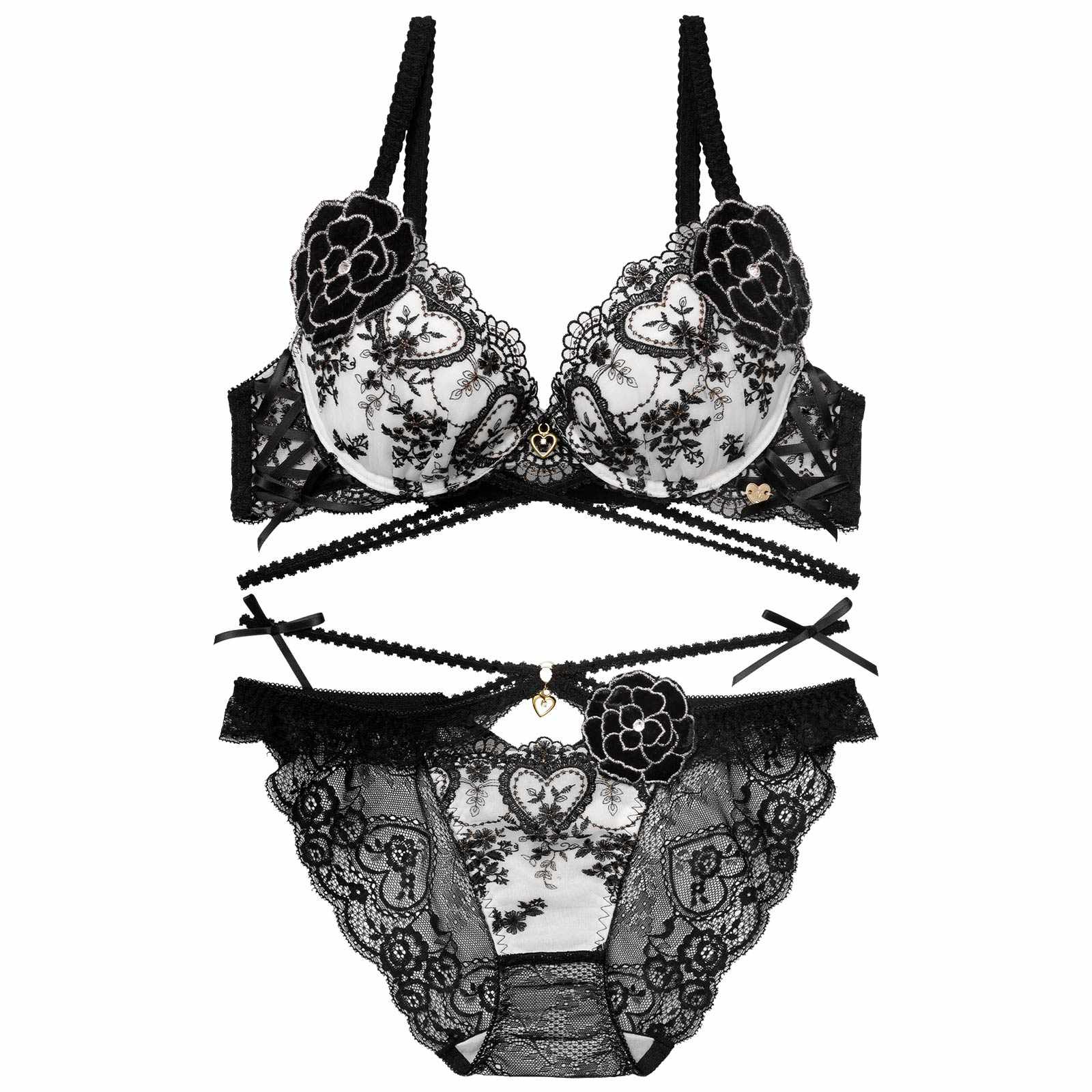 12/26新作!【明日花キララプロデュース/WhipBunny】Damasuku Heart Bloom Bra&Shorts / ダマスクハートブルームブラ＆ショーツ