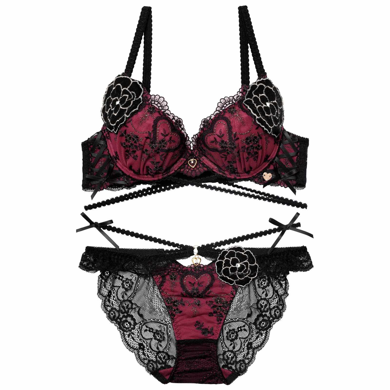 12/26新作!【明日花キララプロデュース/WhipBunny】Damasuku Heart Bloom Bra&Shorts / ダマスクハートブルームブラ＆ショーツ