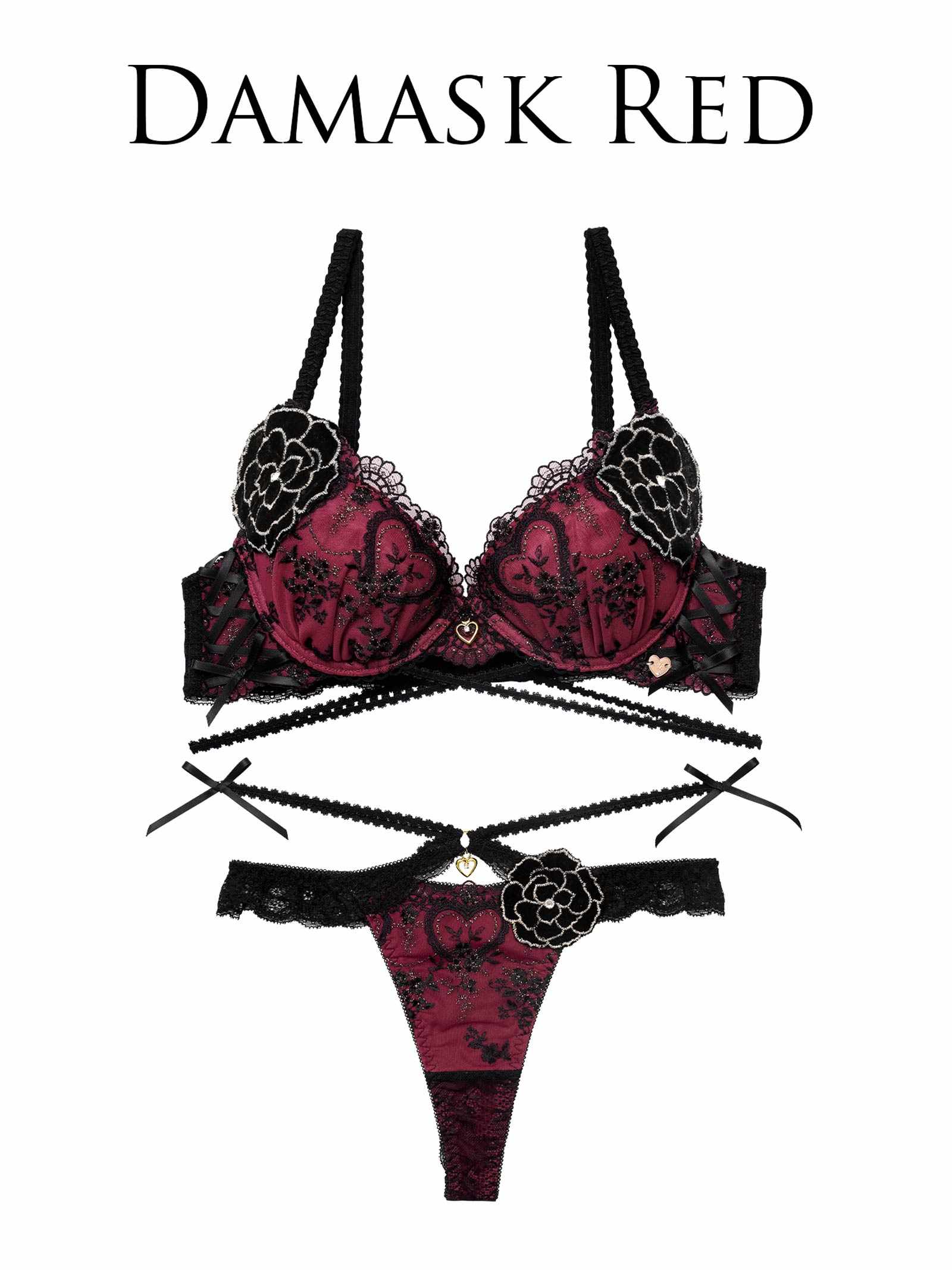 12/26新作!【明日花キララプロデュース/WhipBunny】Damasuku Heart Bloom Bra&T-back / ダマスクハートブルームブラ＆Tバック