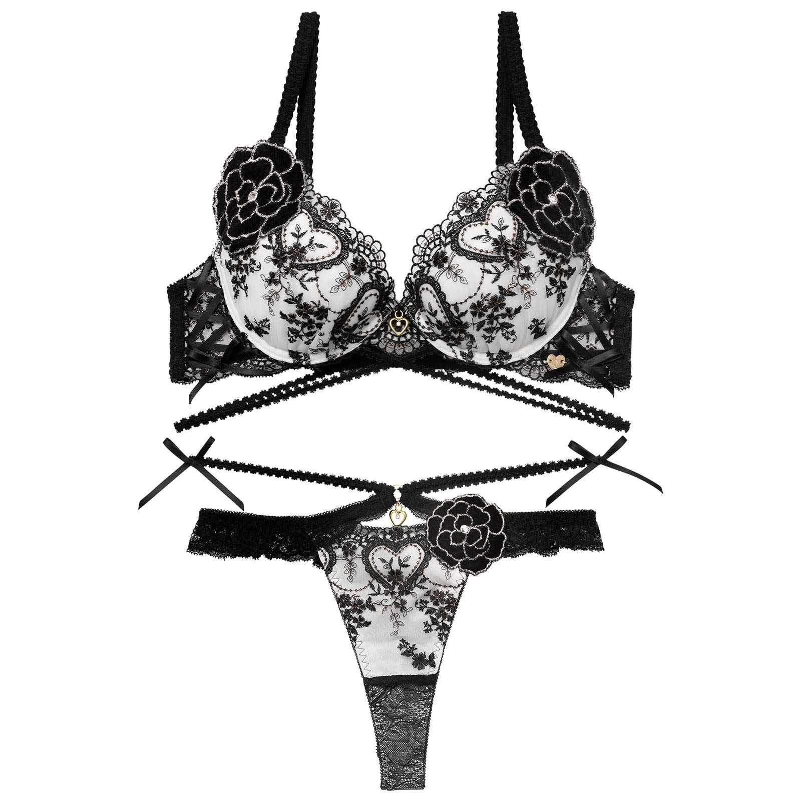 12/26新作!【明日花キララプロデュース/WhipBunny】Damasuku Heart Bloom Bra&T-back / ダマスクハートブルームブラ＆Tバック