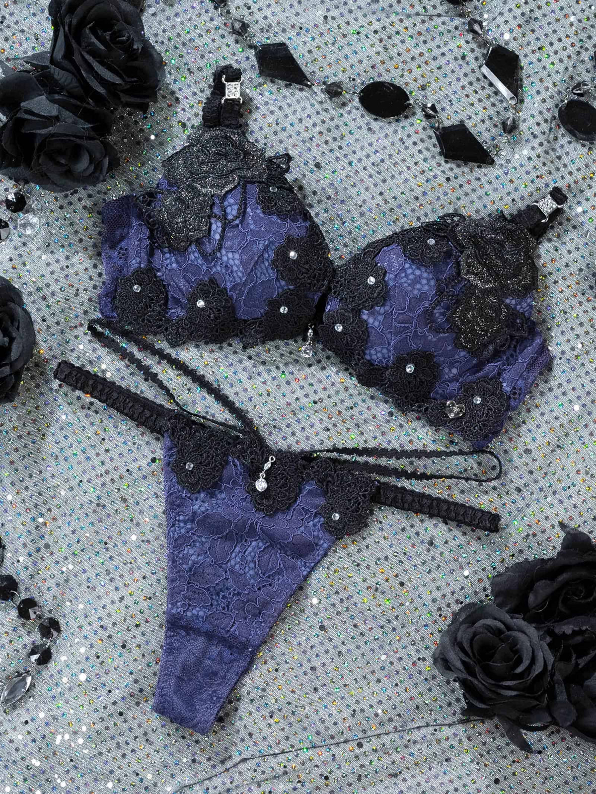 10/30新作!【明日花キララプロデュース/WhipBunny】Midnight Jewel Bra&T-back / ミッドナイトジュエルブラ＆Tバック