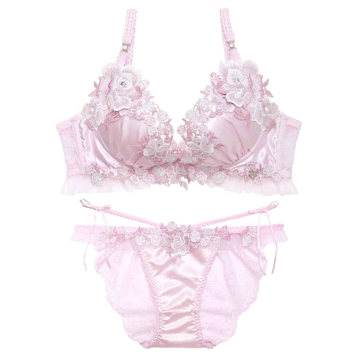 10/9新作!【明日花キララプロデュース/WhipBunny】Glossy Satin Rose Bra&Shorts / グロッシーサテンローズブラ＆ショーツ