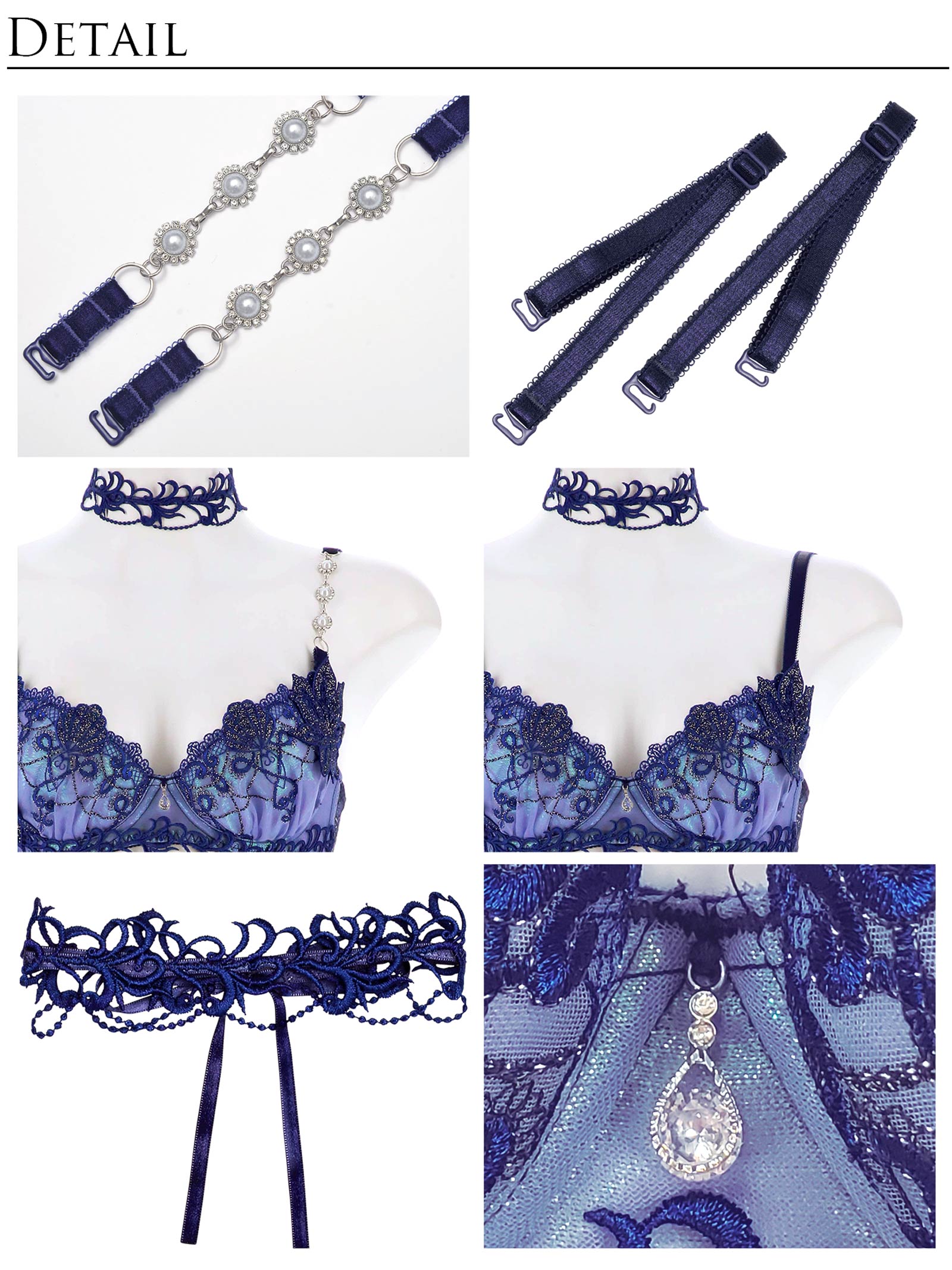 7/31新作!Aurora Jewel Mermaid Bra&Shorts&Choker /Navy オーロラジュエルマーメイドブラ＆ショーツ＆チョーカー/ネイビー