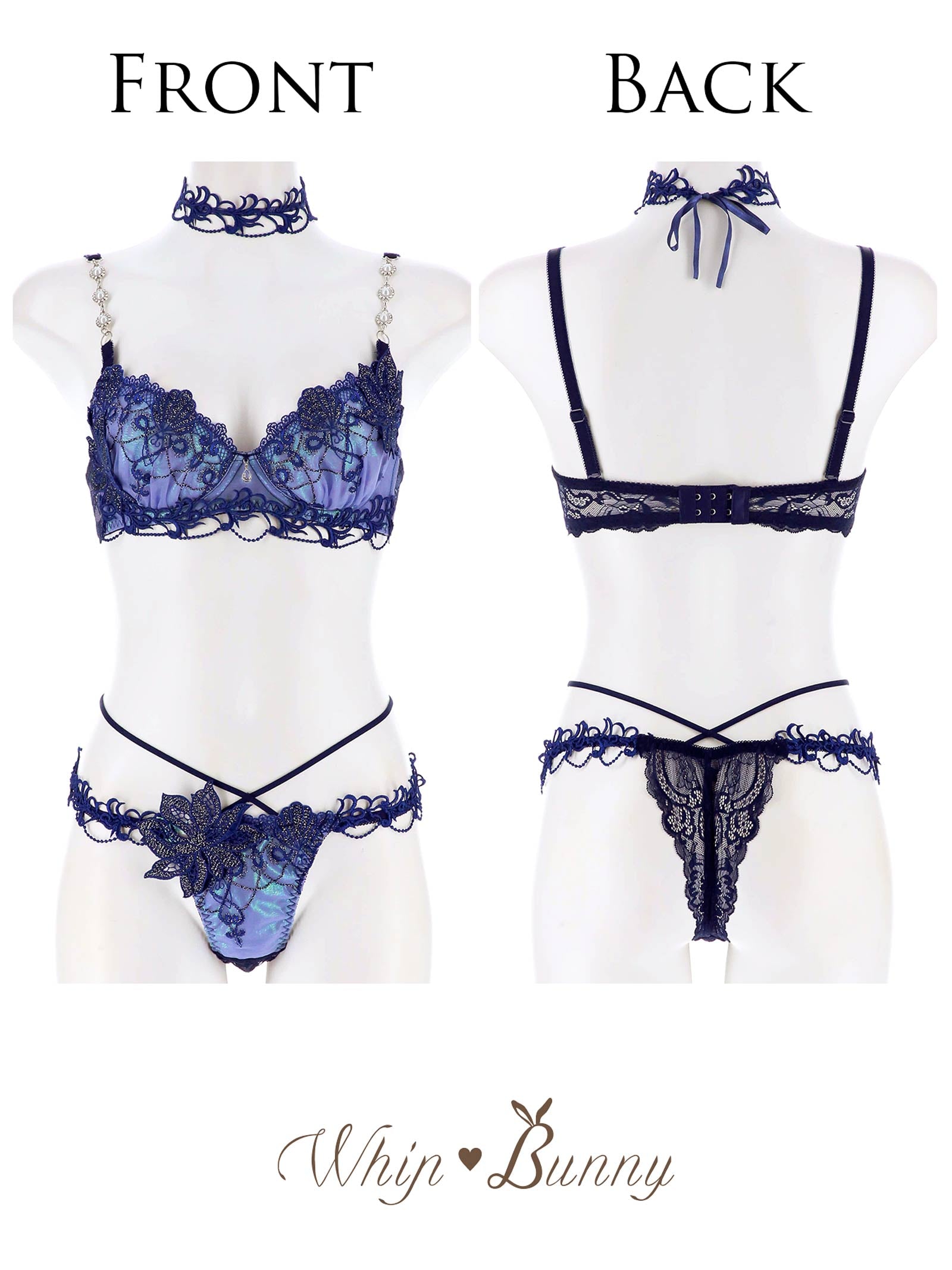 7/31新作!Aurora Jewel Mermaid Bra&T-back&Choker /Navy オーロラジュエルマーメイドブラ＆Tバック＆チョーカー/ネイビー