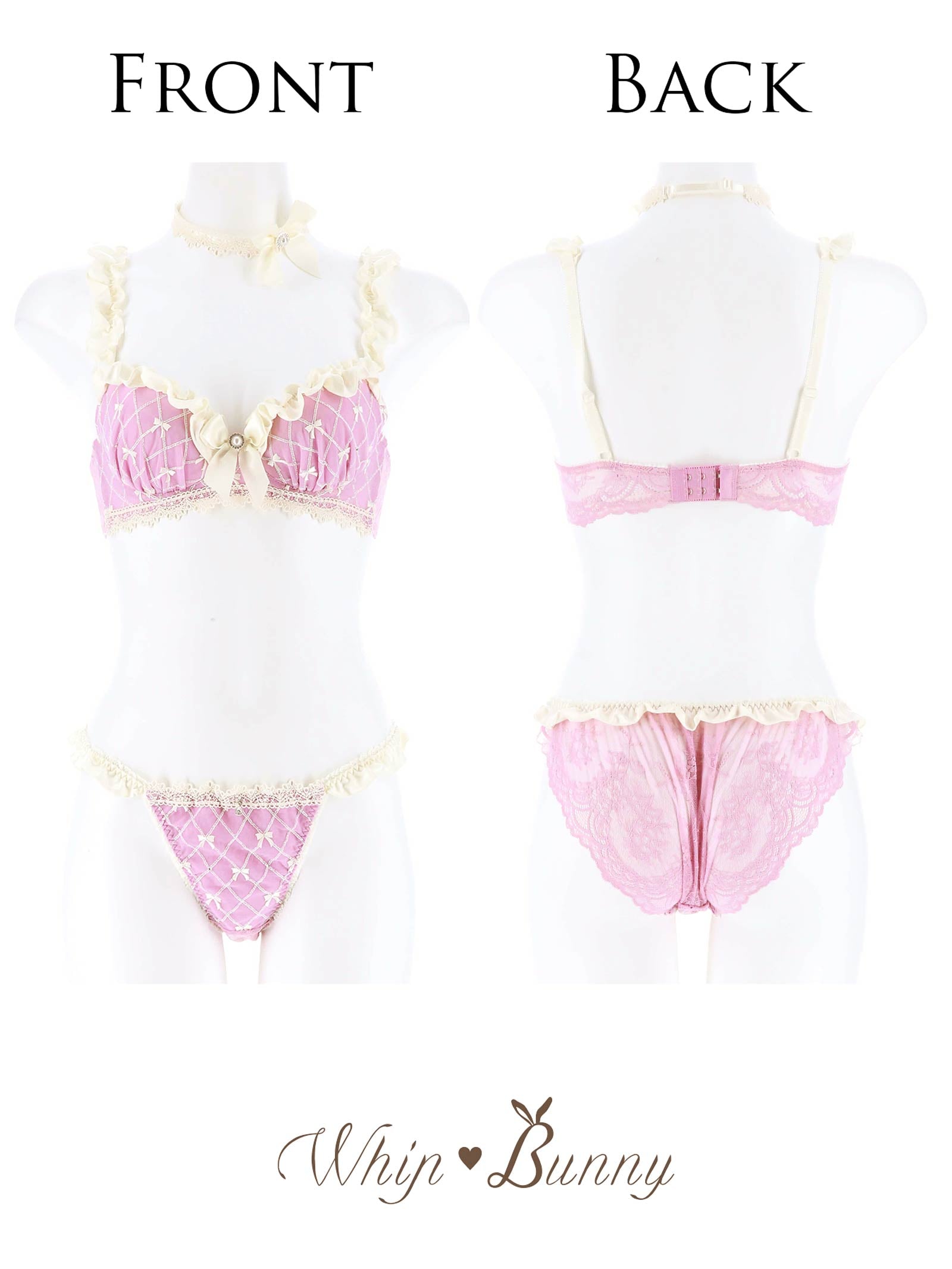 8/30新作!【明日花キララプロデュース/WhipBunny】Ballet Ribbon Argyle Choker Bra&Shorts/Mauve Pink バレエリボンアーガイルブラ＆ショーツ/モーブピンク