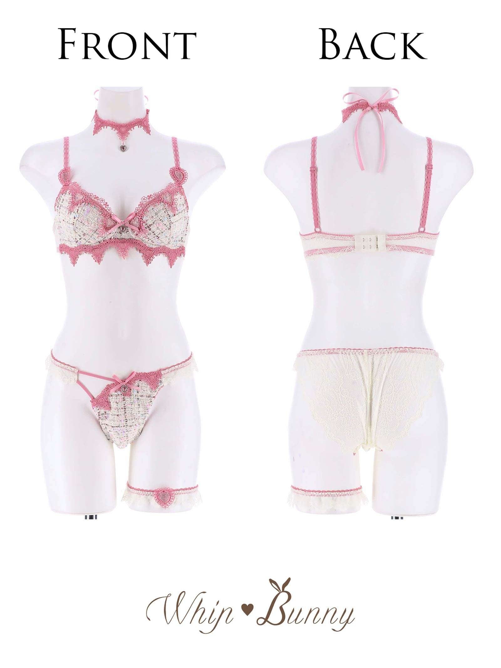 9/25新作!【明日花キララプロデュース/WhipBunny】Tweed Precious Heart Bra&Shorts/Ivory ツイード プレシャス ハート ブラ＆ショーツ/アイボリー