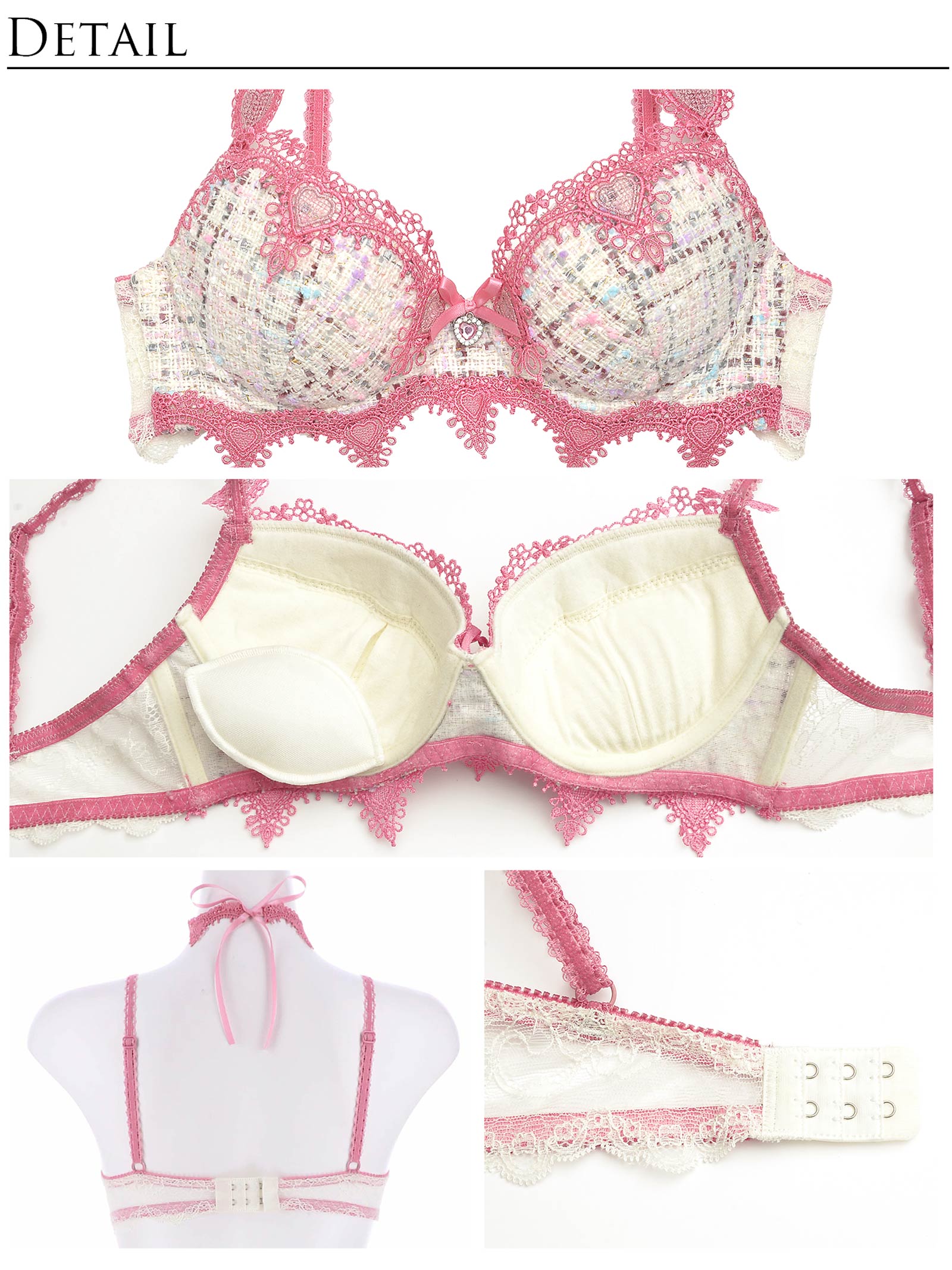 11/22再販!【明日花キララプロデュース/WhipBunny】Tweed Precious Heart Bra&Shorts/Ivory ツイード プレシャス ハート ブラ＆ショーツ/アイボリー