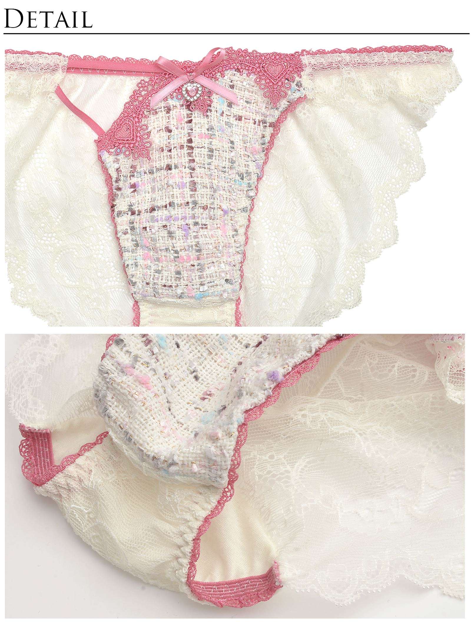 9/25新作!【明日花キララプロデュース/WhipBunny】Tweed Precious Heart Bra&Shorts/Ivory ツイード プレシャス ハート ブラ＆ショーツ/アイボリー