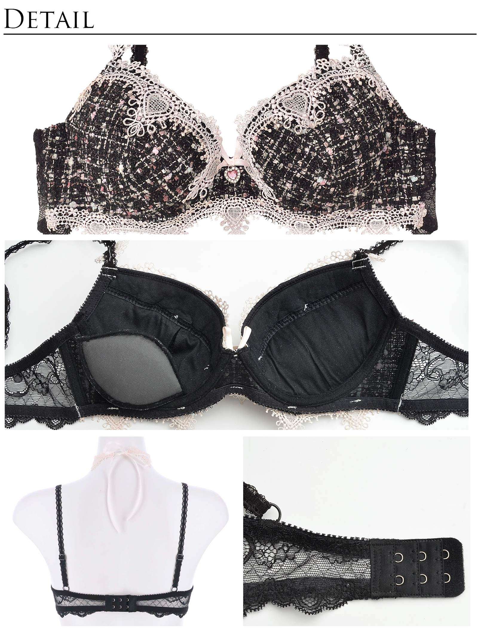 9/25新作!【明日花キララプロデュース/WhipBunny】Tweed Precious Heart Bra&T-back/Black ツイード プレシャス ハート ブラ＆Tバック/ブラック