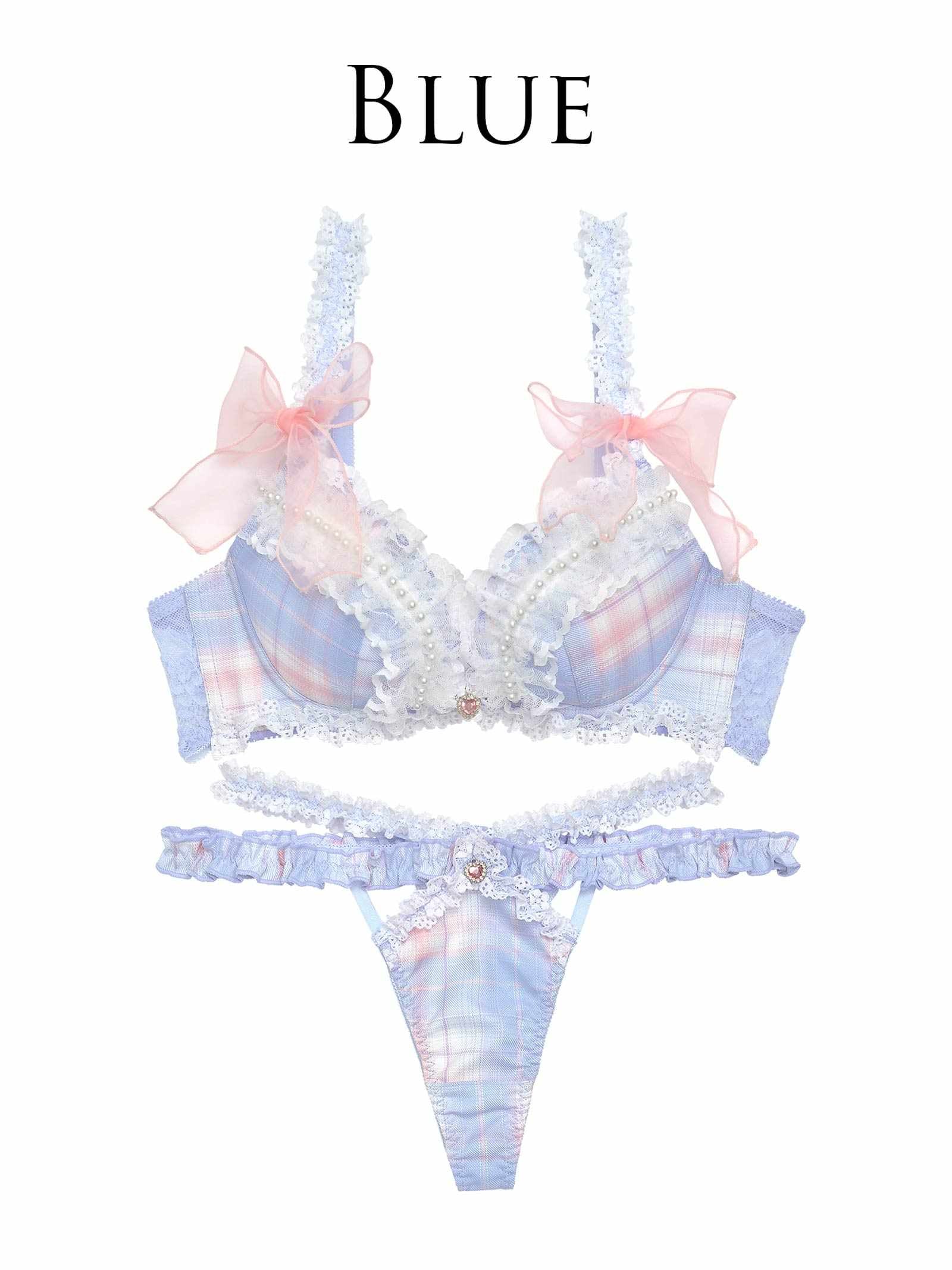 10/9新作!【明日花キララプロデュース/WhipBunny】Dolly Tartan Check Bra&T-back / Blue ドーリータータンチェックブラ＆Tバック / ブルー