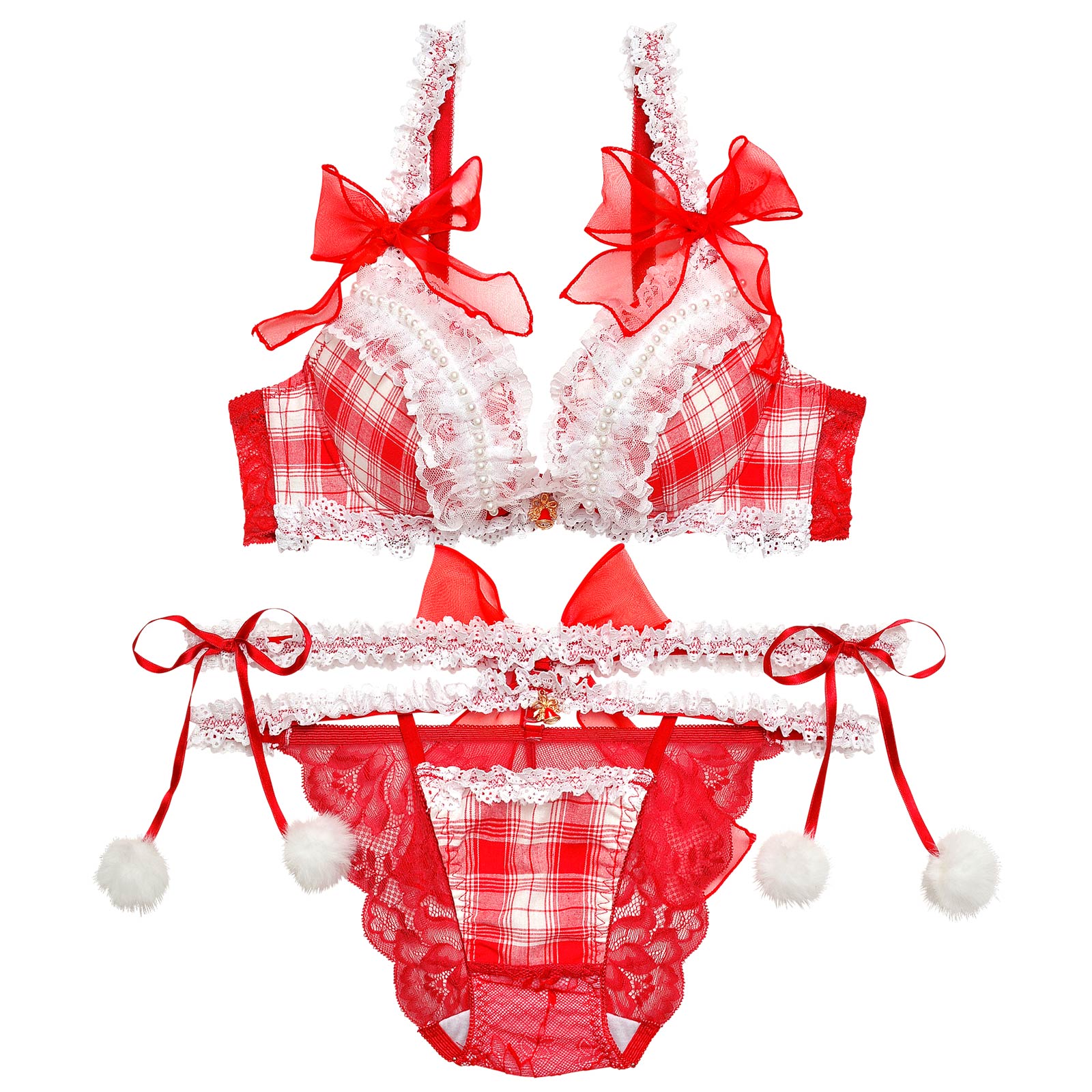 【明日花キララプロデュース-WhipBunny】Girly TartanCheck Ribbon Bra&Shorts/Red ガーリータータンチェックリボンブラ＆ショーツ/レッド