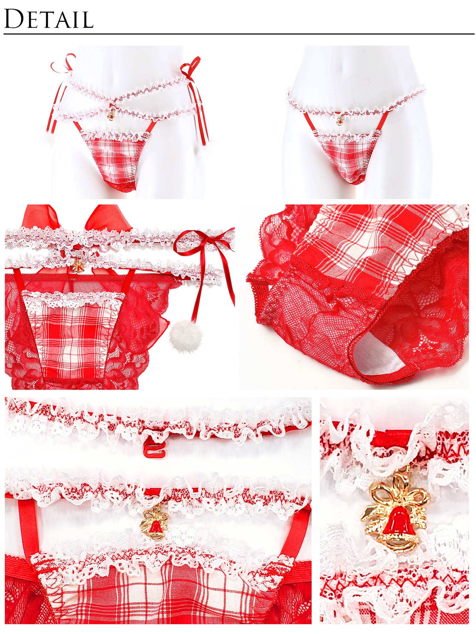 11/29新作!【明日花キララプロデュース-WhipBunny】Girly TartanCheck Ribbon Bra&Shorts/Red ガーリータータンチェックリボンブラ＆ショーツ/レッド