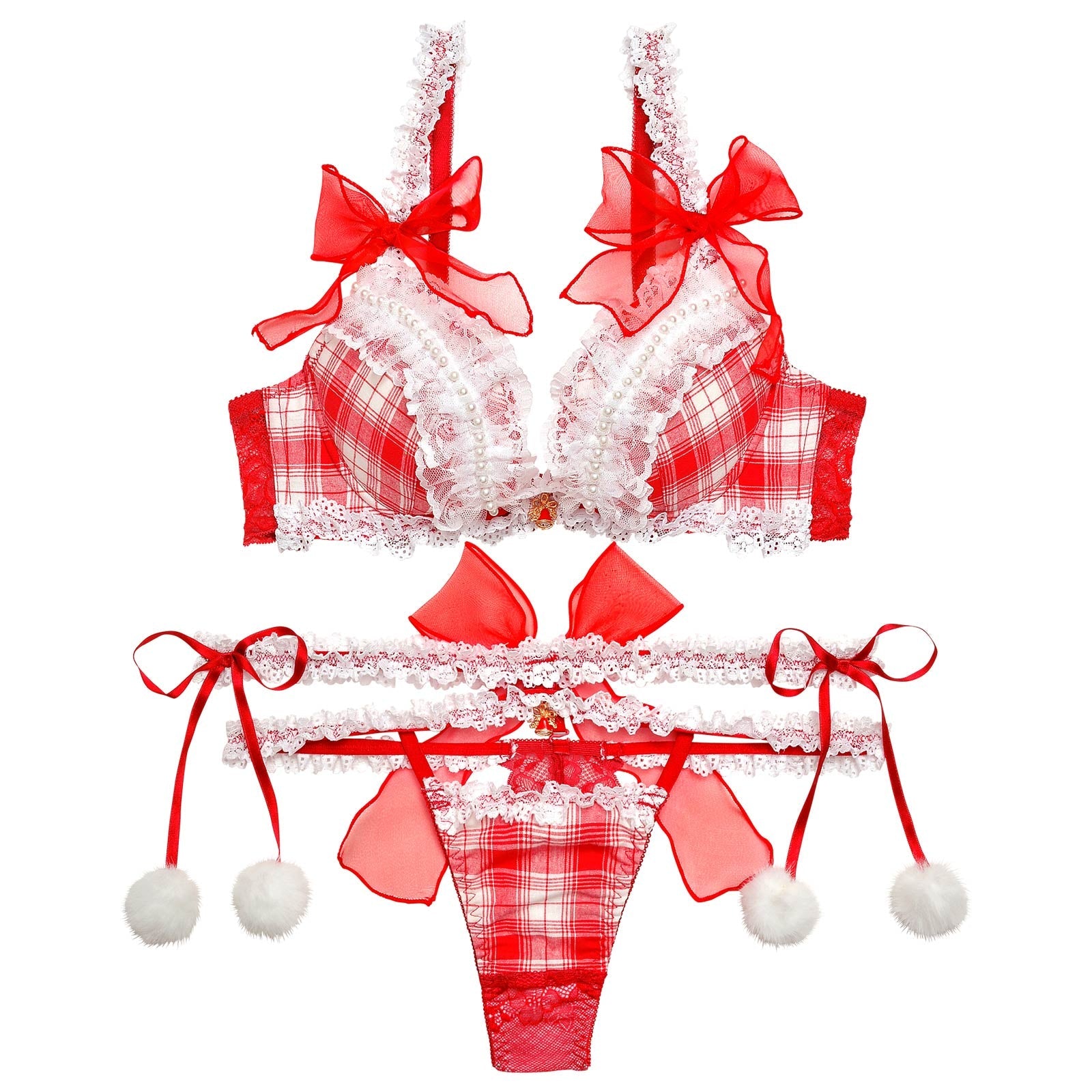 11/29新作!【明日花キララプロデュース-WhipBunny】Girly TartanCheck Ribbon Bra&T-back/Red ガーリータータンチェックリボンブラ＆Tバック/レッド