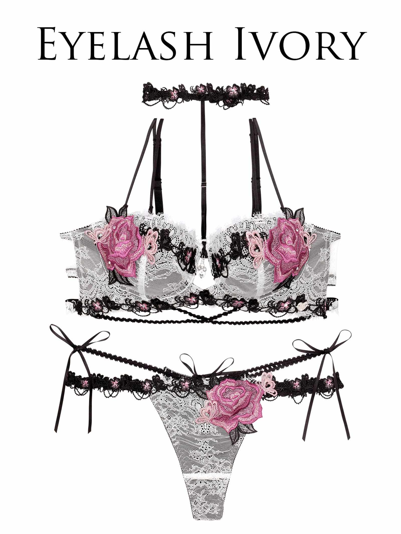 1/17再販!【明日花キララプロデュース/WhipBunny】Brilliance Rose Papillon Bra&T-back / ブリリアンスローズパピヨンブラ＆Tバック