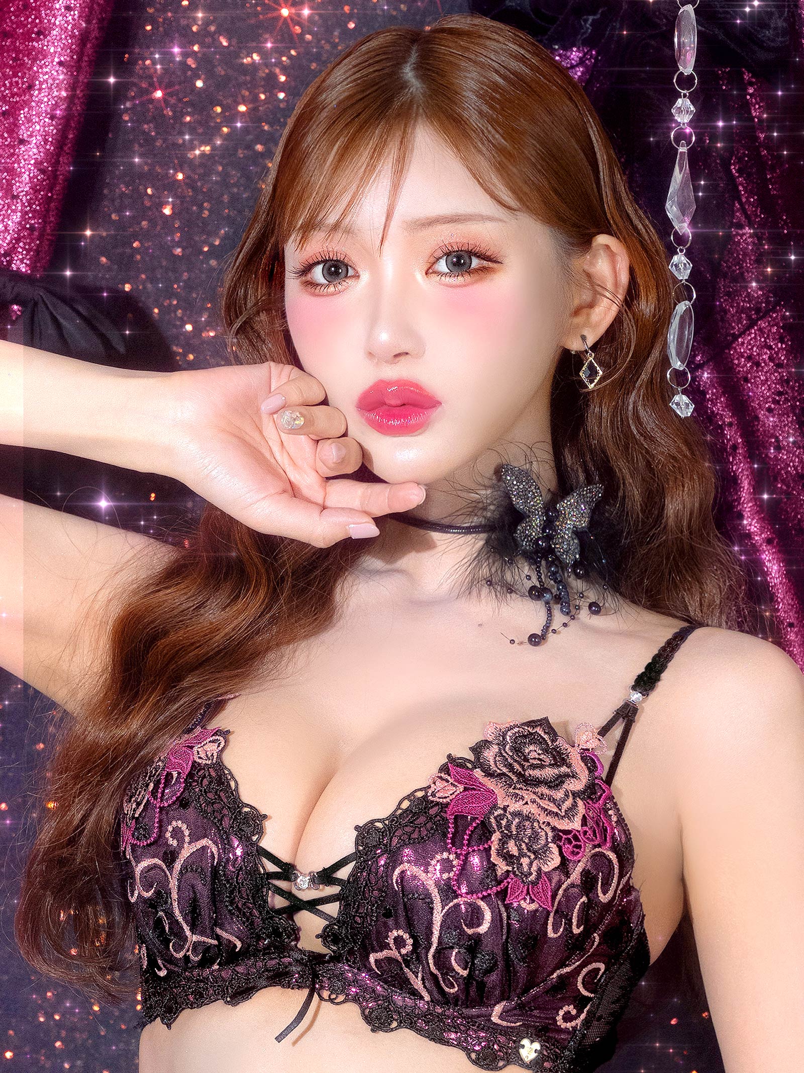 9/1新作!【明日花キララプロデュース/WhipBunny】Glitter Rose Tiara Bra&T-back / グリッターローズティアラブラ＆Tバック