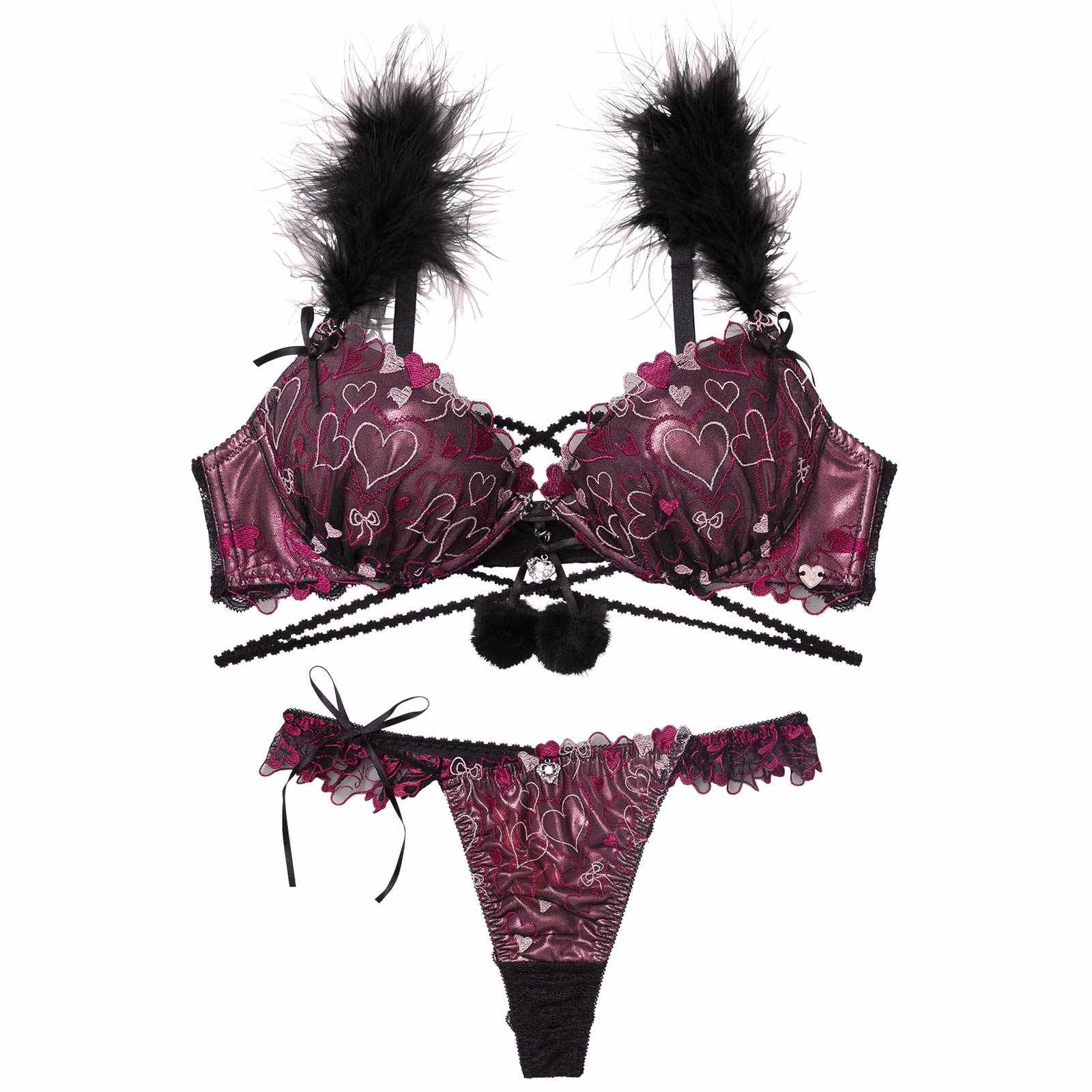 10/31新作!【明日花キララプロデュース/WhipBunny】Romance Glitter Heart Bra&T-back / ロマンスグリッターハートブラ＆Tバック