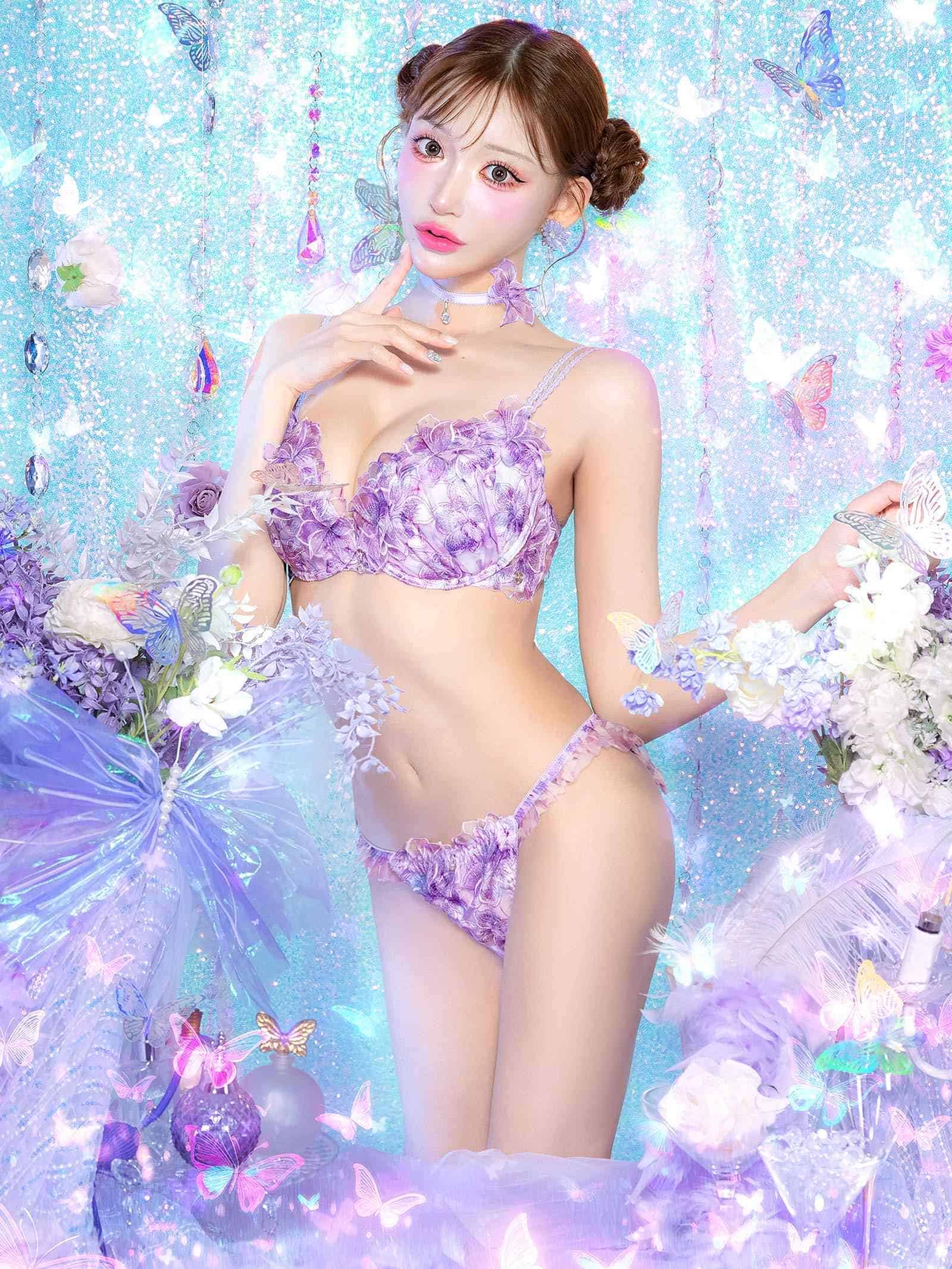 6/24新作!【明日花キララプロデュース/WhipBunny】Lumiere Peony Bra&Shorts / ルミエールピオニーブラ＆ショーツ
