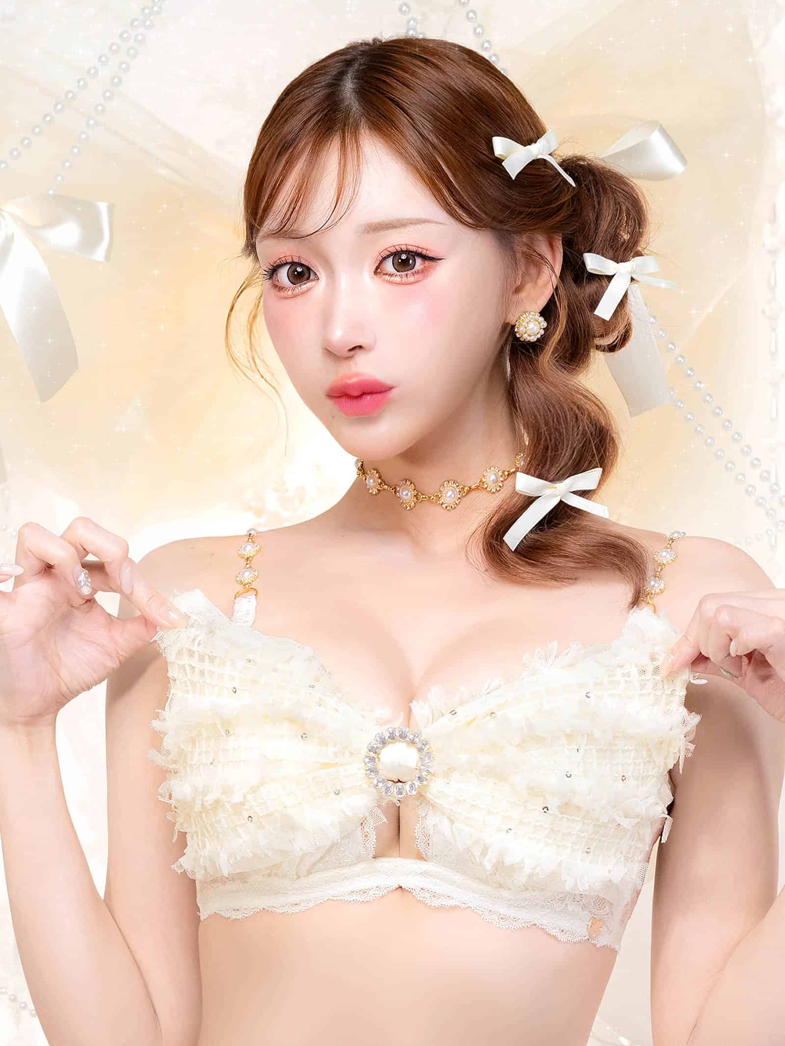 7/29新作!【明日花キララプロデュース/WhipBunny】Shiny Ribbon Tulle Bra&Shorts / シャイニーリボンチュールブラ＆ショーツ