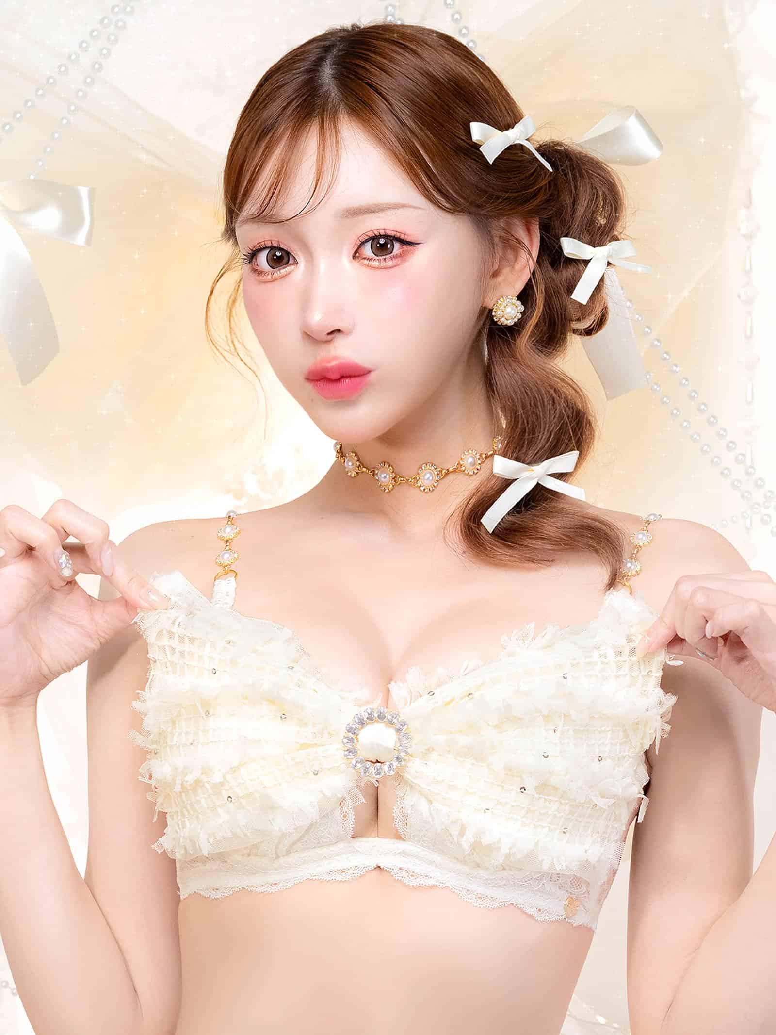 7/29新作!【明日花キララプロデュース/WhipBunny】Shiny Ribbon Tulle Bra&Shorts / シャイニーリボンチュールブラ＆Tバック