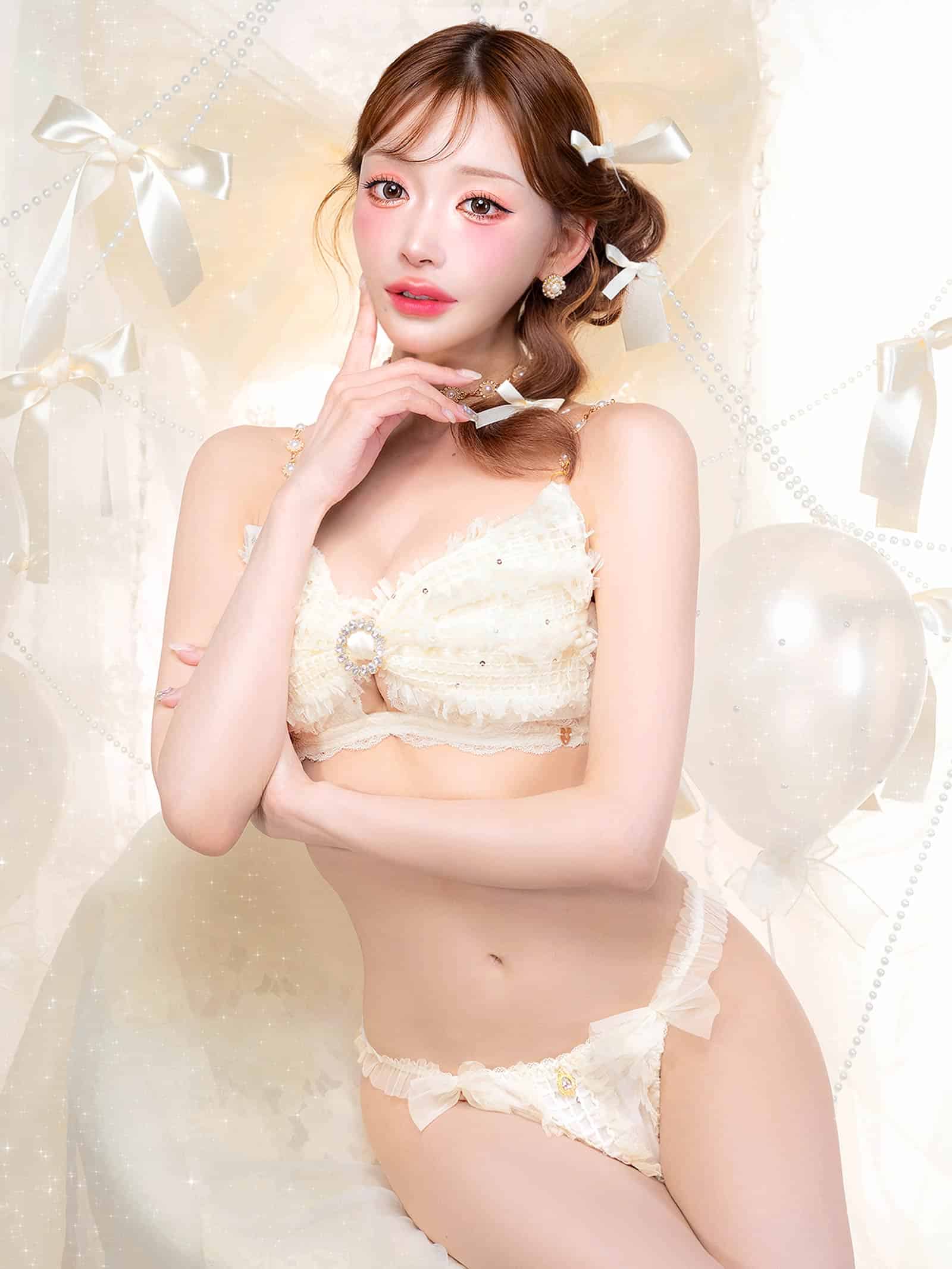 7/29新作!【明日花キララプロデュース/WhipBunny】Shiny Ribbon Tulle Bra&Shorts / シャイニーリボンチュールブラ＆Tバック