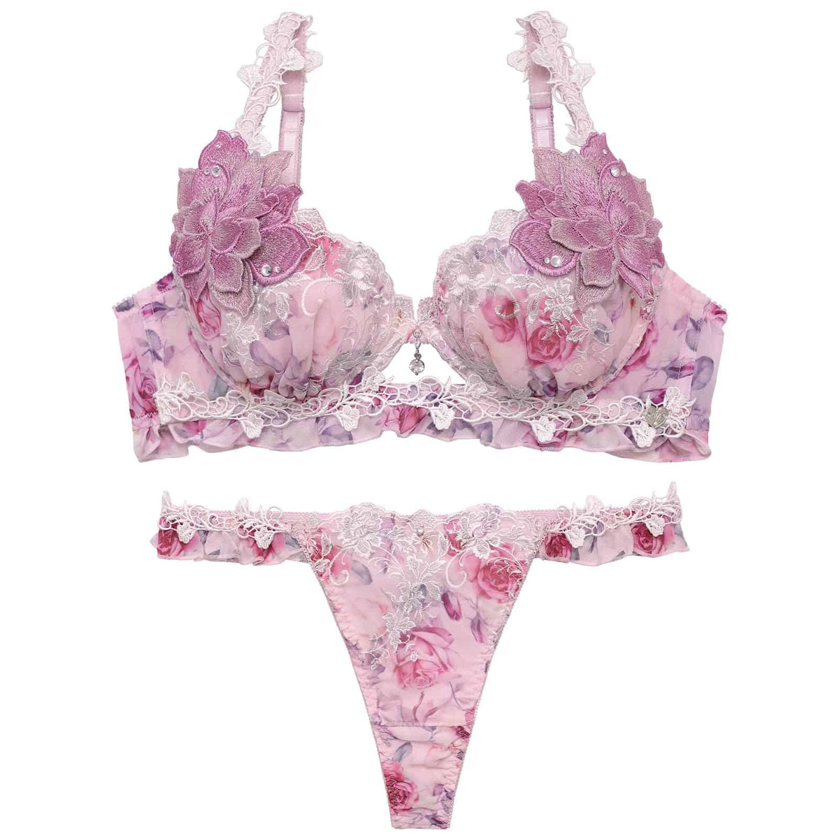 10/16新作!【明日花キララプロデュース/WhipBunny】Melty Chiffon Bouquet Bra&T-back / メルティシフォンブーケブラ＆Tバック