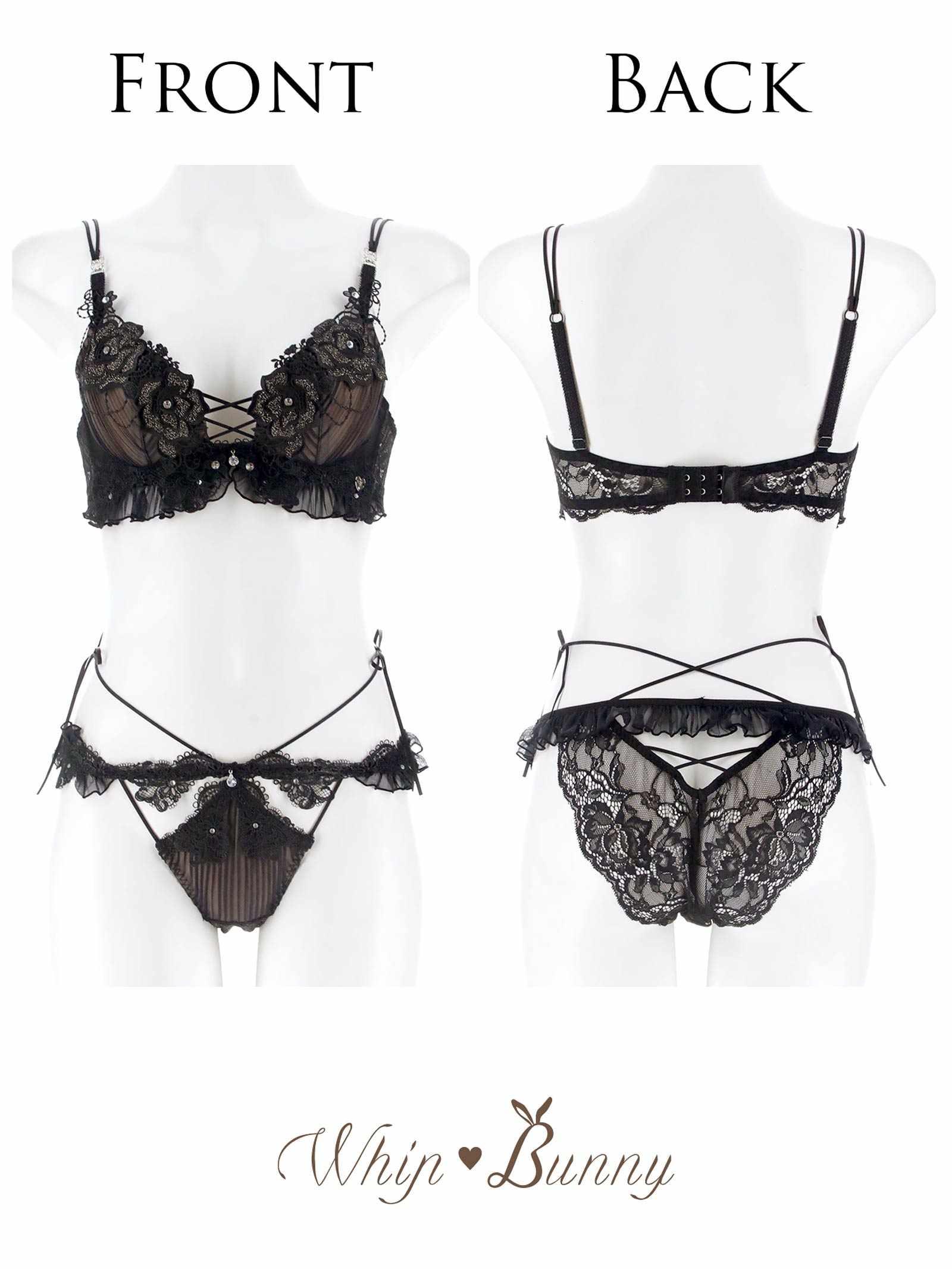 2/20新作!【明日花キララプロデュース/WhipBunny】Pleats Bijou Rose Bra&Shorts / プリーツビジューローズブラ＆ショーツ