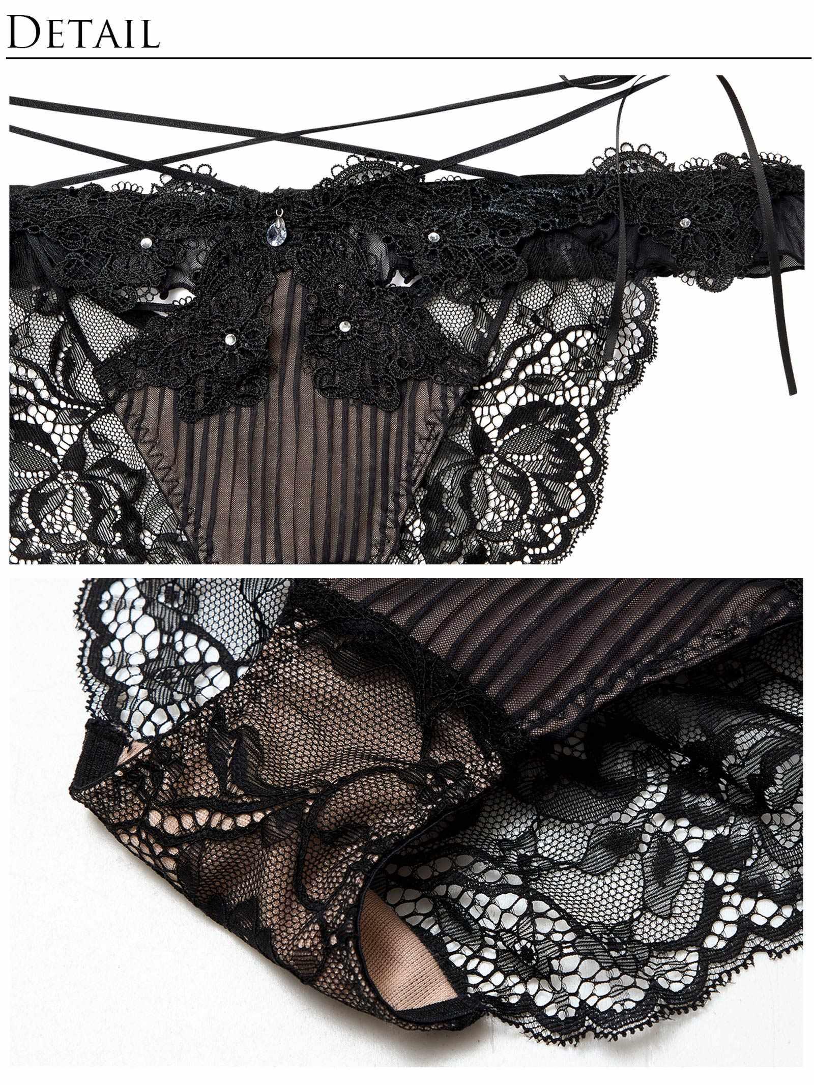 2/20新作!【明日花キララプロデュース/WhipBunny】Pleats Bijou Rose Bra&Shorts / プリーツビジューローズブラ＆ショーツ