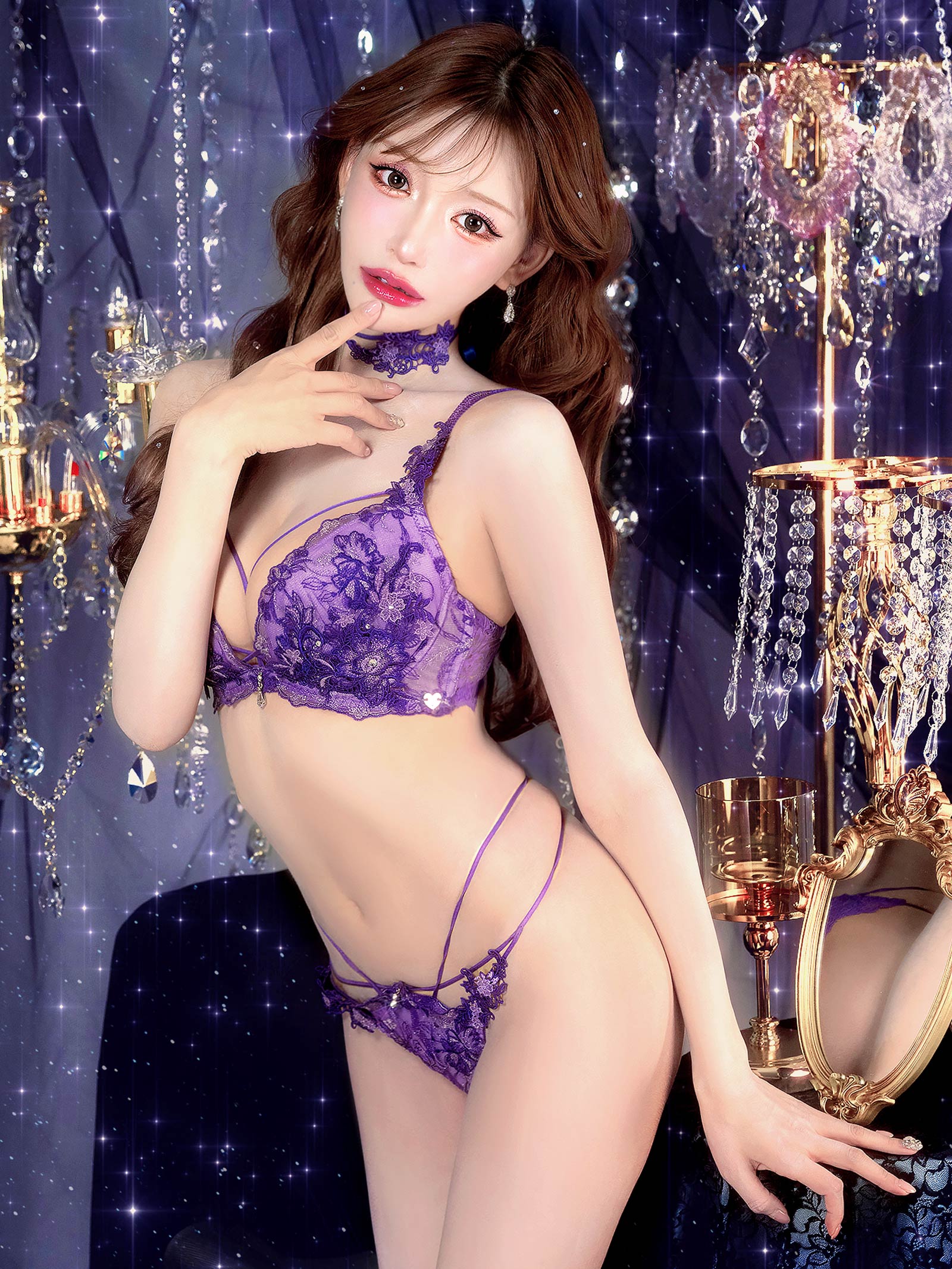 4/3新作!【明日花キララプロデュース/WhipBunny】Jewelry Bloom Lace Bra&T-back / ジュエリーブルームレースブラ＆Tバック