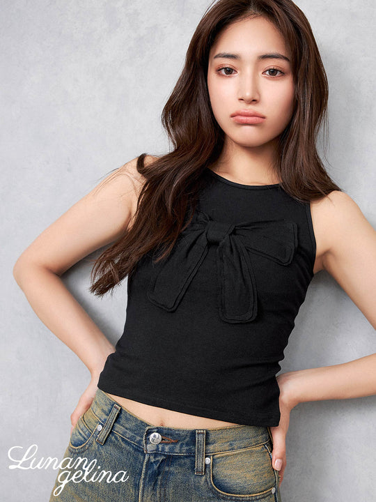 【lunangelina】Ribbon Tops/BLACK