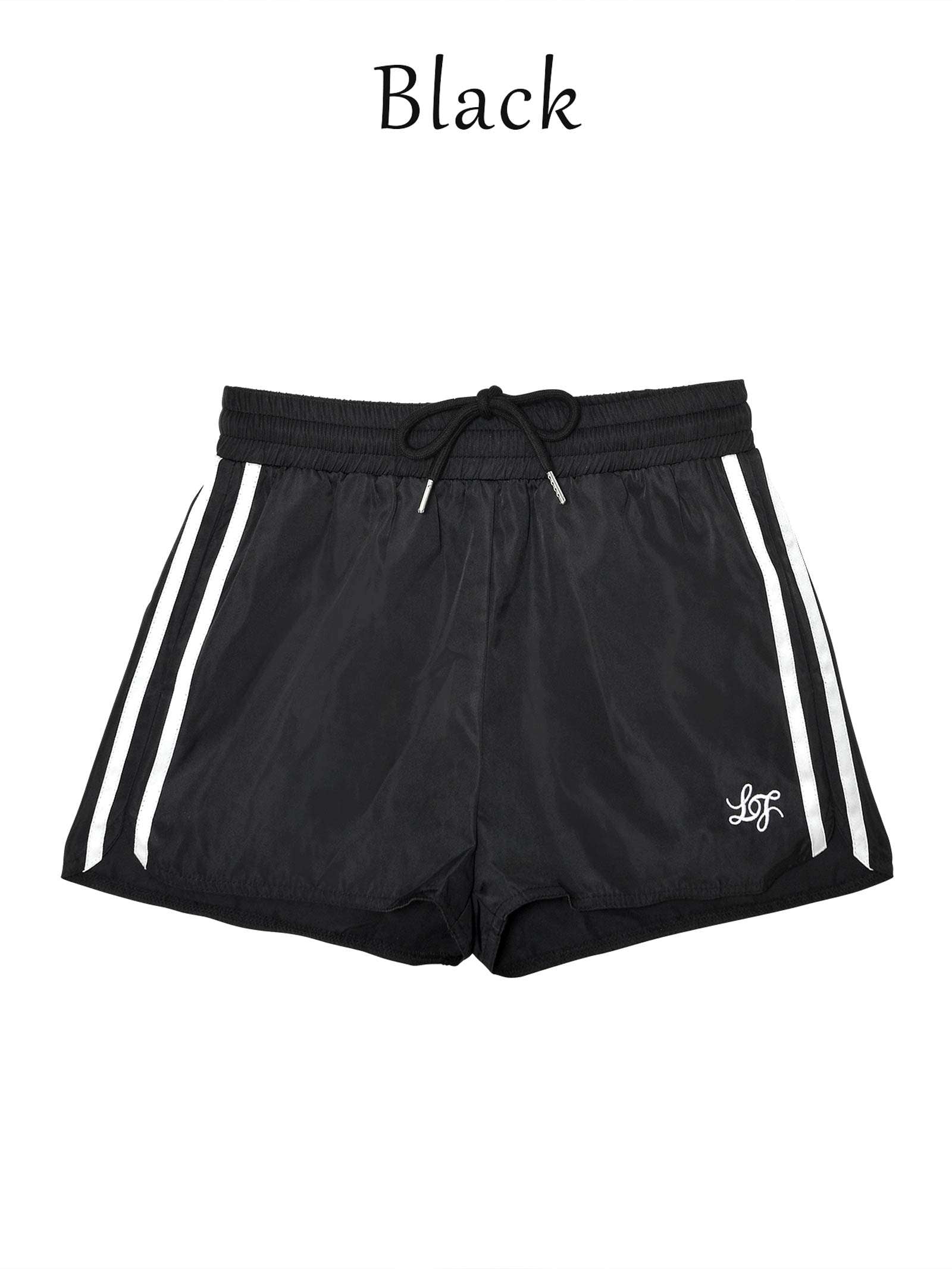 9/6新作!【吉木千沙都(ちぃぽぽ)プロデュース/lunangelina】Side Line Logo Short Pants/BLACK