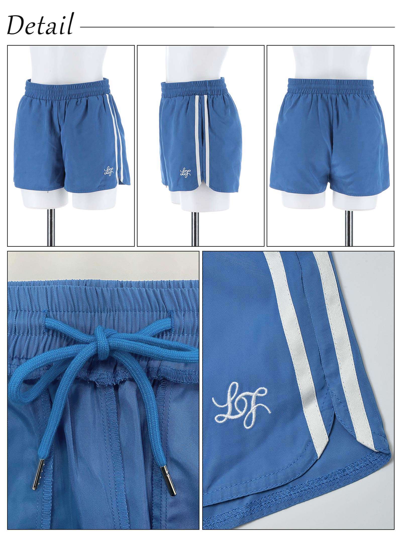 9/6新作!【吉木千沙都(ちぃぽぽ)プロデュース/lunangelina】Side Line Logo Short Pants/BLUE