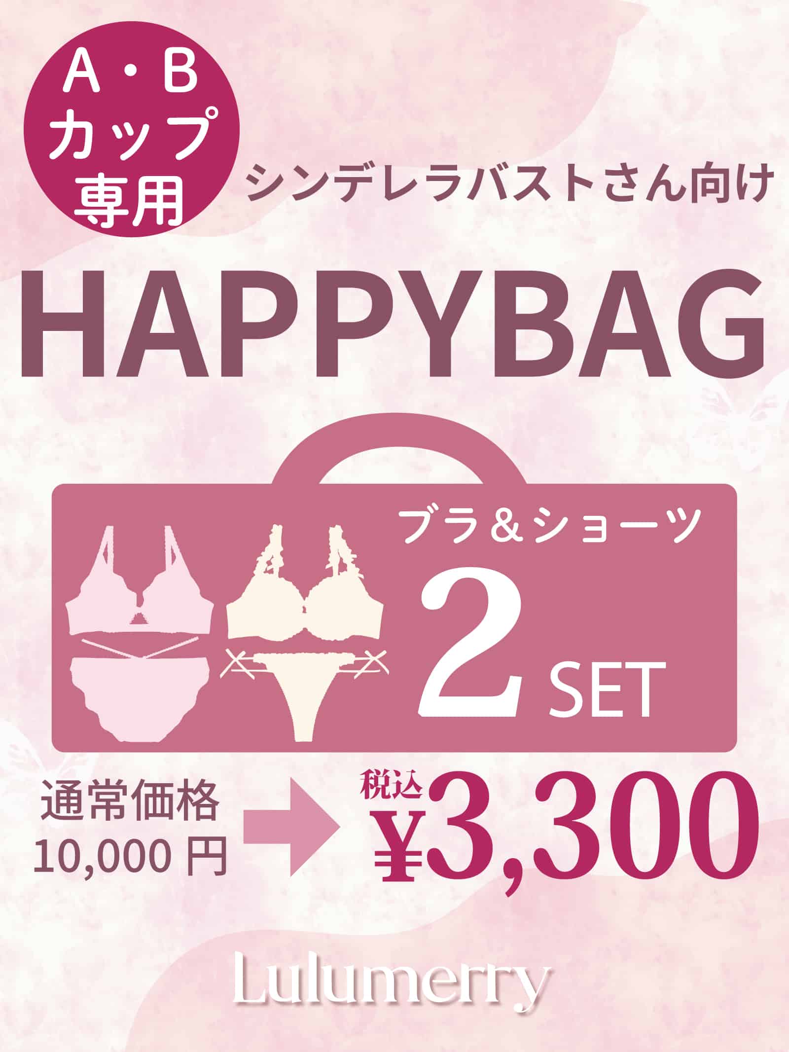 【A・Bカップ福袋】シンデレラバストさん向けHAPPYBAG 3,300円セット/選べるフルバックorハーフバック