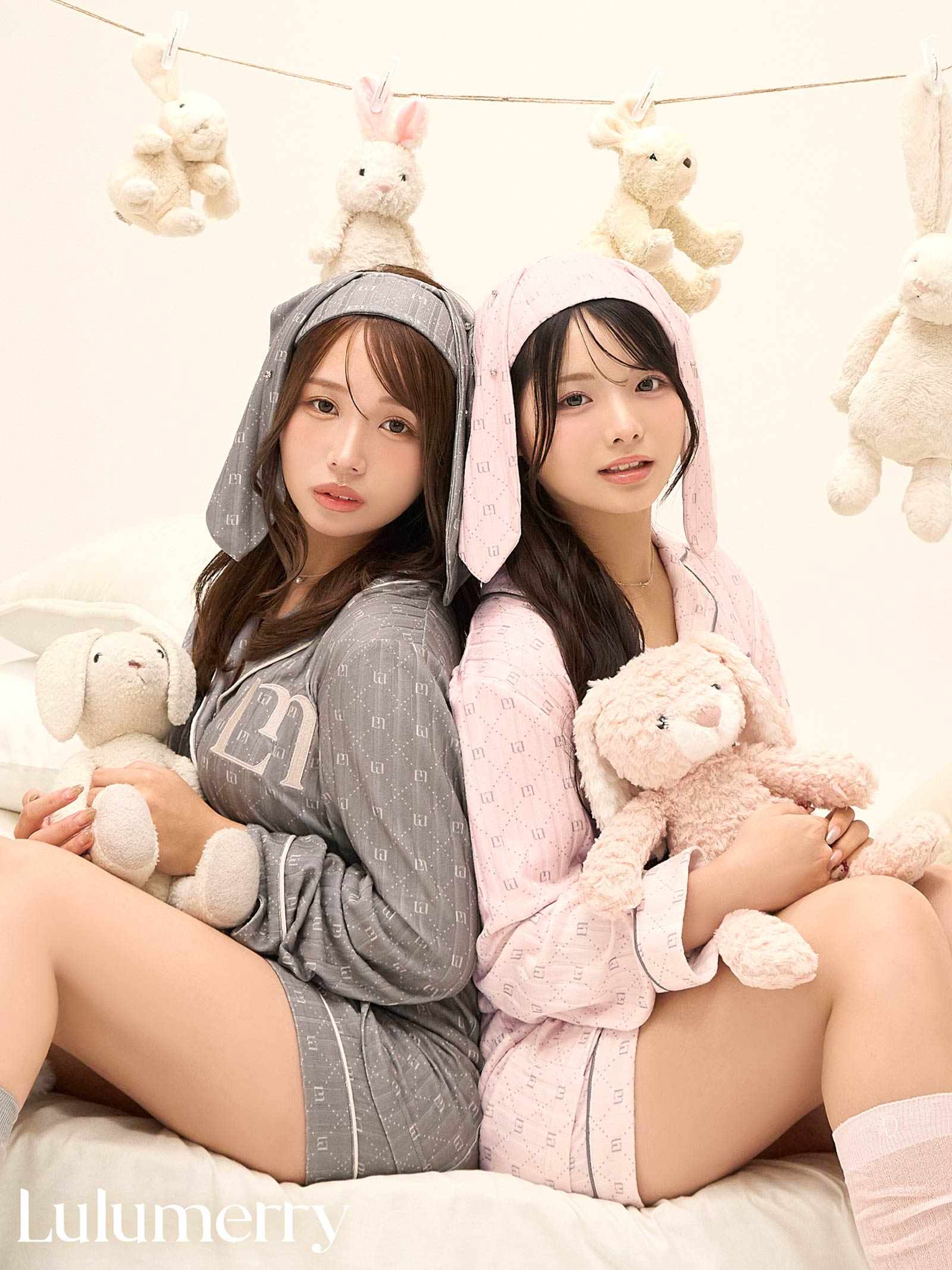 【YouTuber流那プロデュース/Lulumerry】モノグラムラビット ルームウェア レディーストップス&ショートパンツ&ヘアバンドセット / ピンクラビット（PINK）