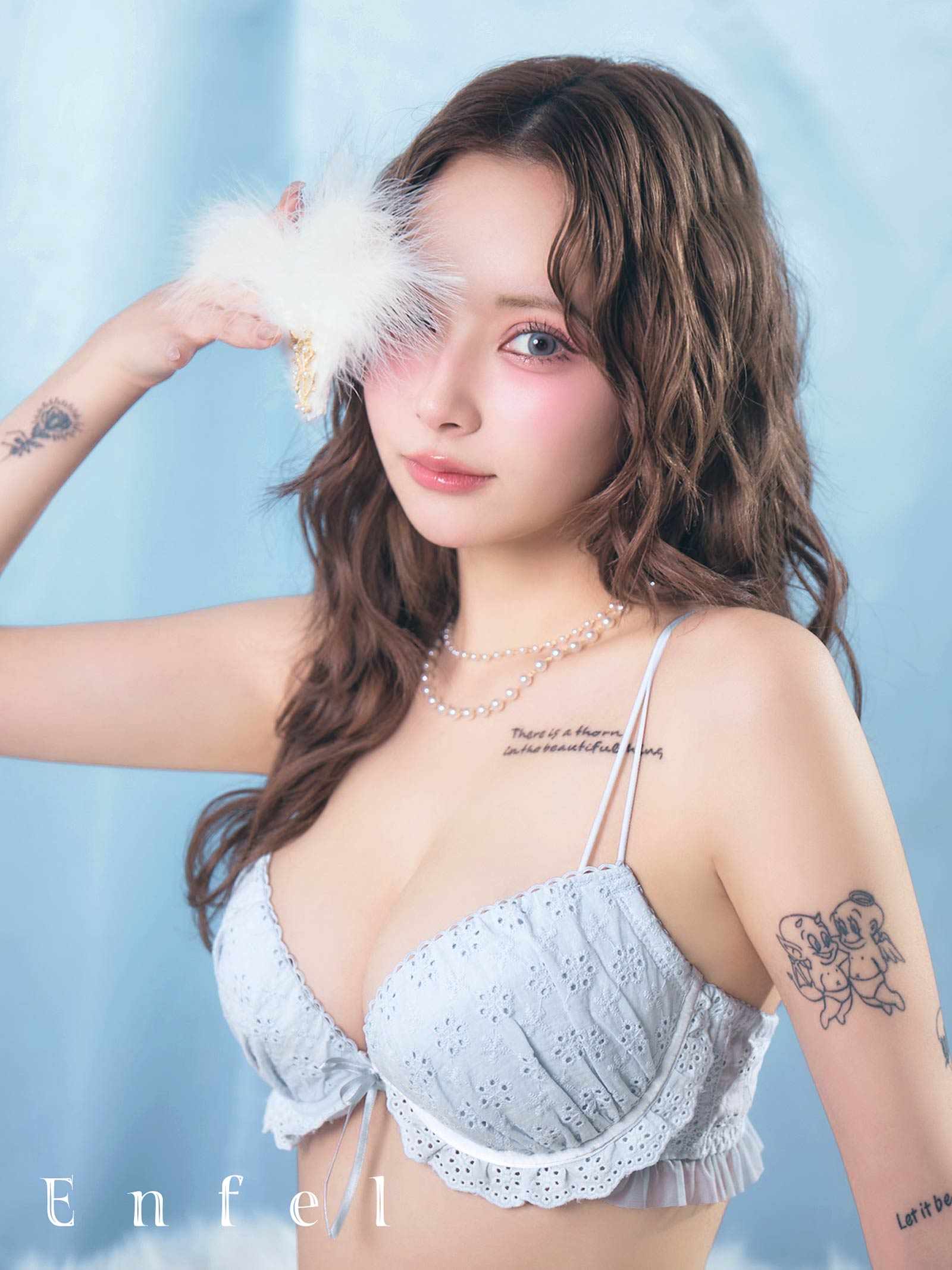 8/5新作!【ぴょな(PyunA.)プロデュース/Enfel】コットンレースエンジェル ブラジャー&Tバック