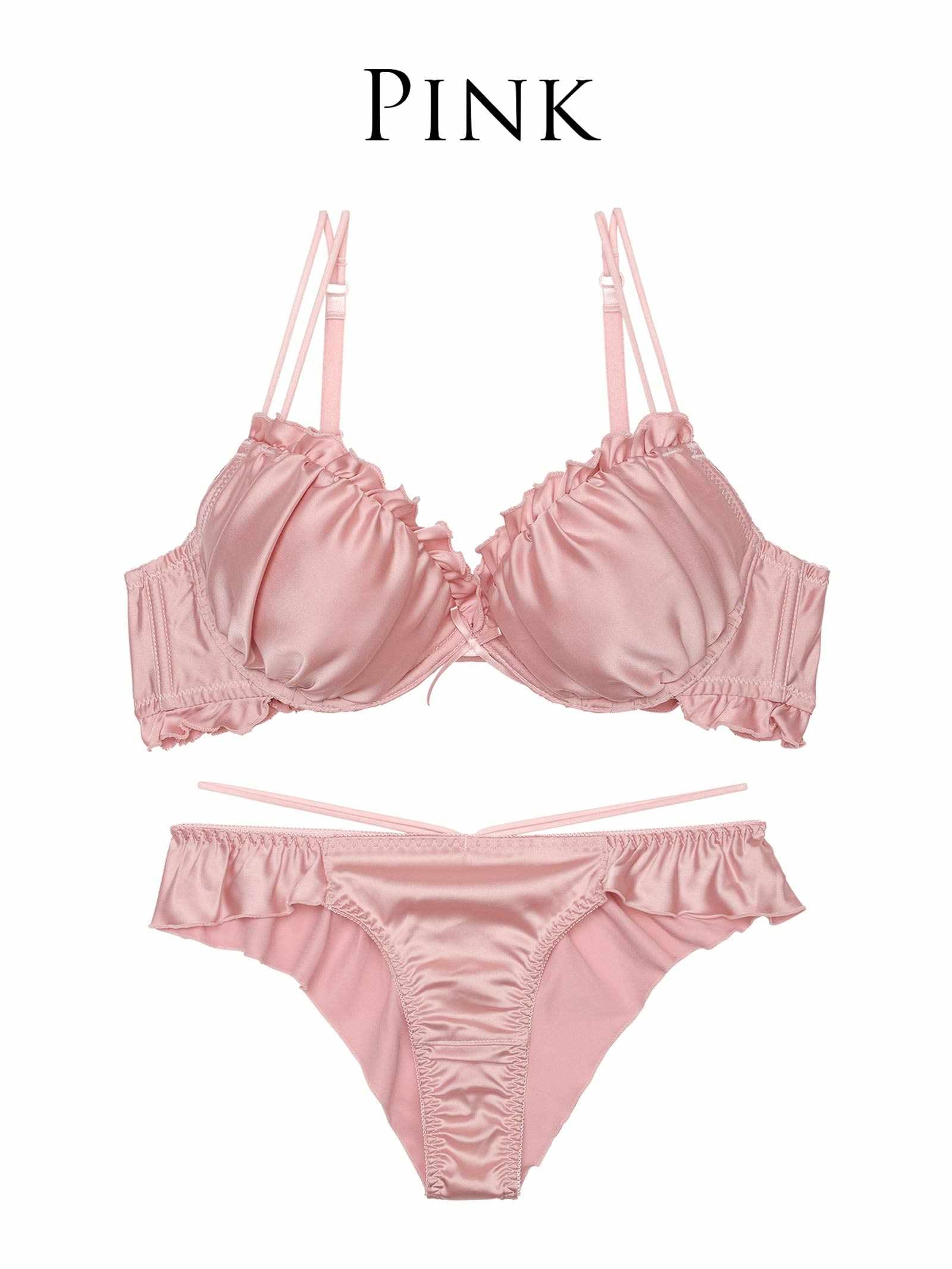 8/5新作!【ぴょな(PyunA.)プロデュース/Enfel】サテンフリルエンジェル ブラジャー&ショーツ