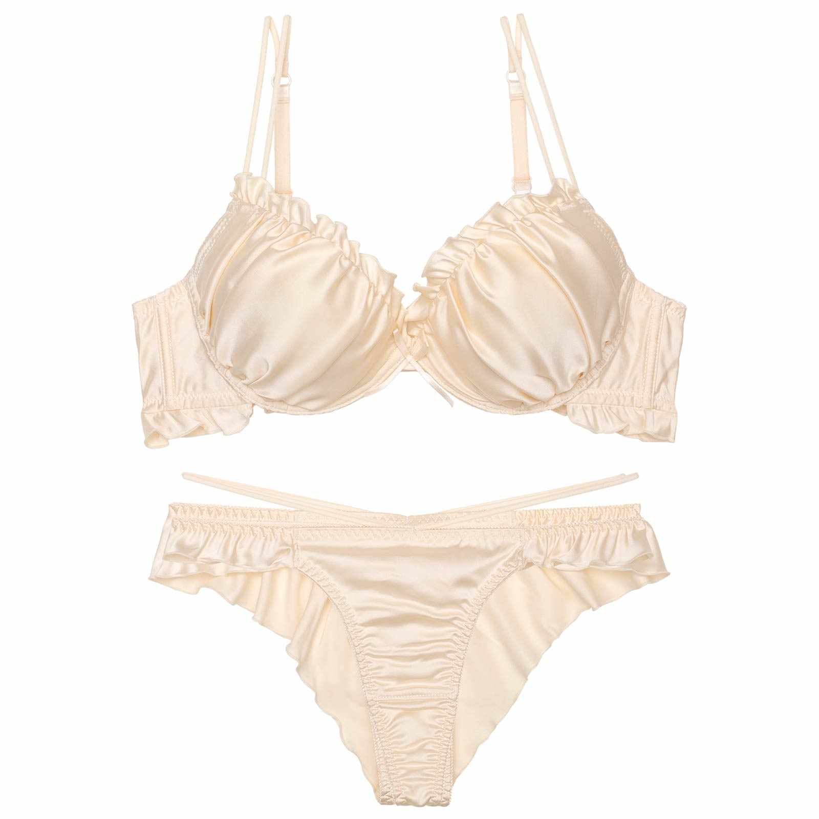 【ぴょな(PyunA.)プロデュース/Enfel】サテンフリルエンジェル ブラジャー&ショーツ