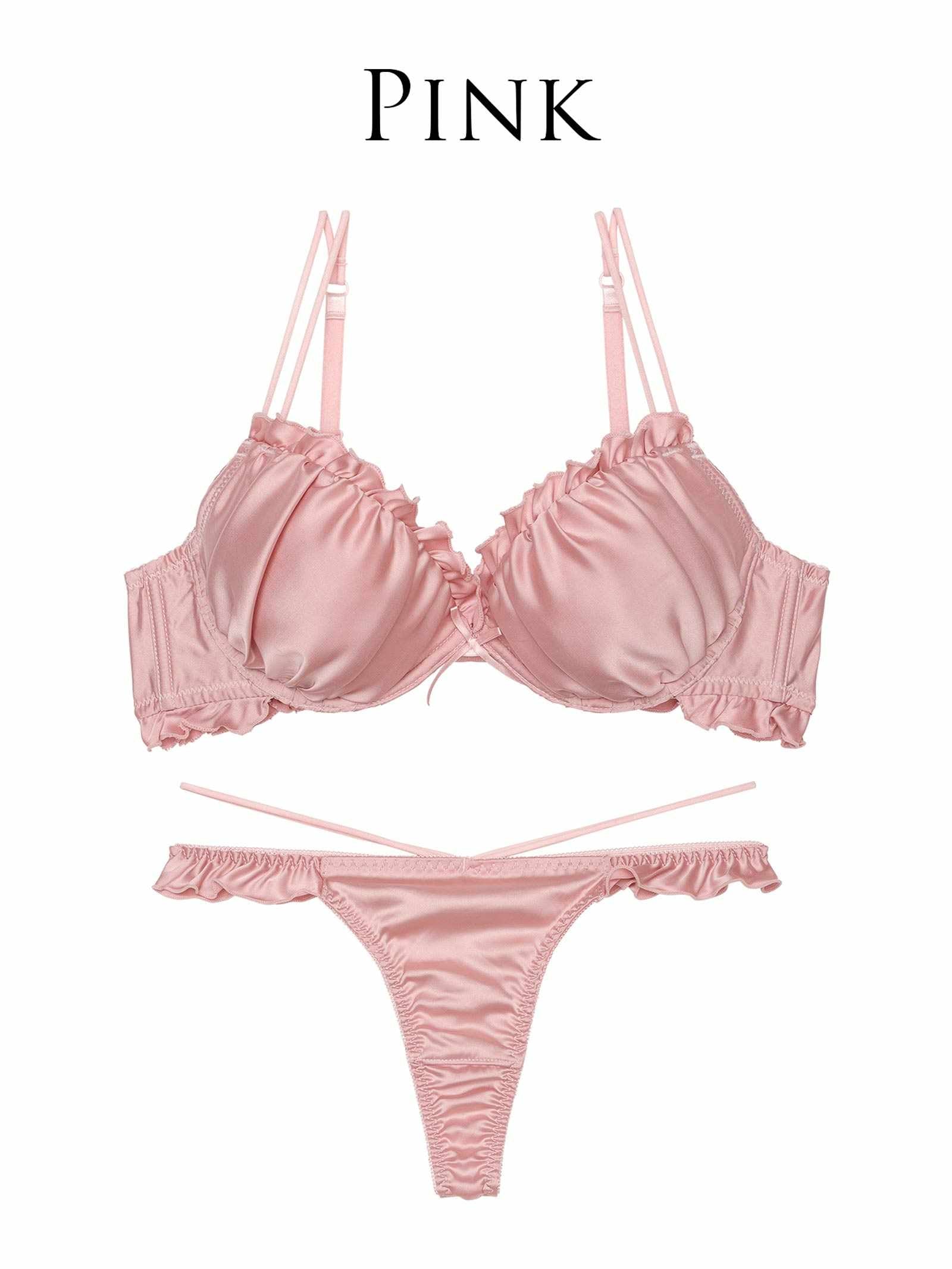 8/5新作!【ぴょな(PyunA.)プロデュース/Enfel】サテンフリルエンジェル ブラジャー&Tバック