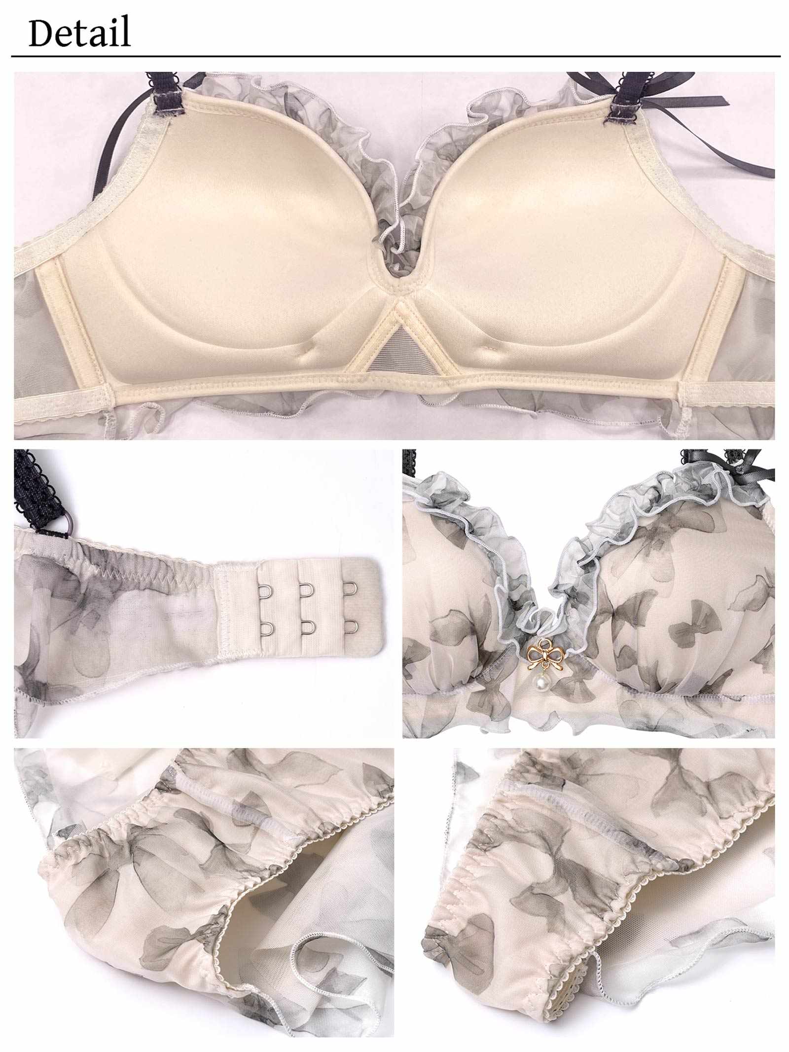 【ばんばんざい るなプロデュース/Lulumerry】リボンプリントフリル まんま”るな” ブラジャー&ショーツ / アイボリー