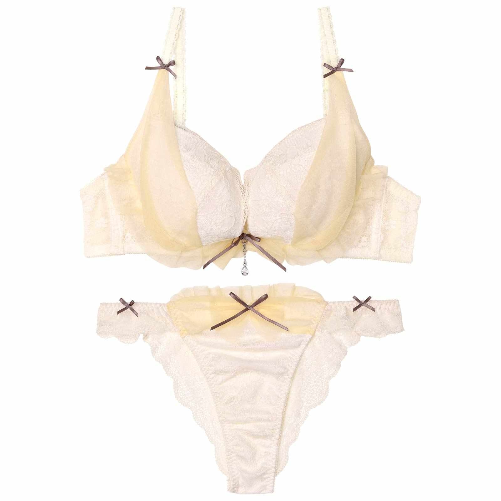 【YouTuber流那プロデュース/Lulumerry】レイヤーシフォンリボン 盛りもっと ブラジャー&ショーツ /アイボリー