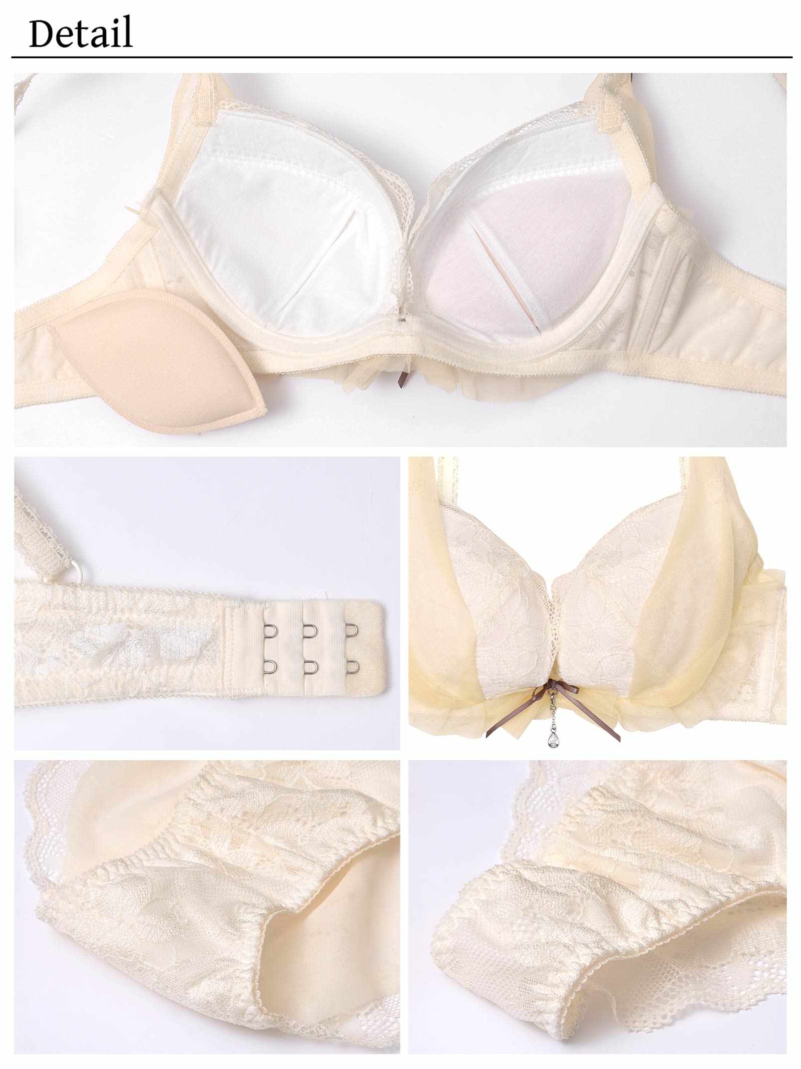 【YouTuberるなプロデュース/Lulumerry】レイヤーシフォンリボン 盛りもっと ブラジャー&ショーツ /アイボリー