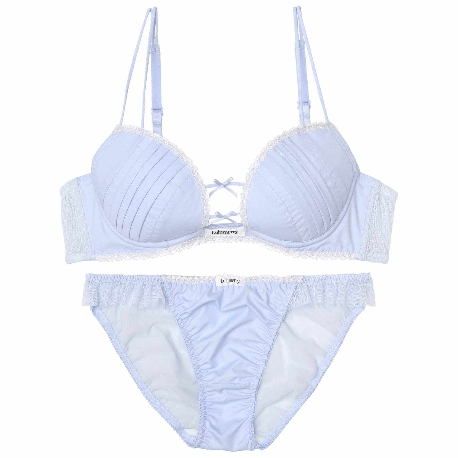 【YouTuber流那プロデュース/Lulumerry】タックシャツ 盛りもっと ブラジャー&ショーツ /サックス