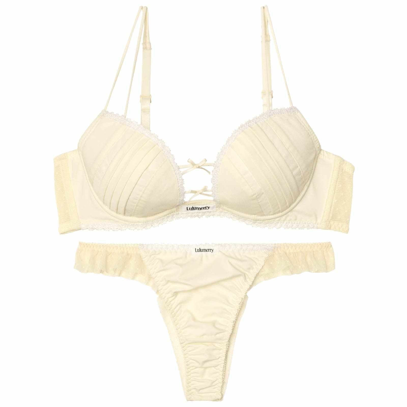 【YouTuber流那プロデュース/Lulumerry】タックシャツ 盛りもっと ブラジャー&ショーツ /アイボリー