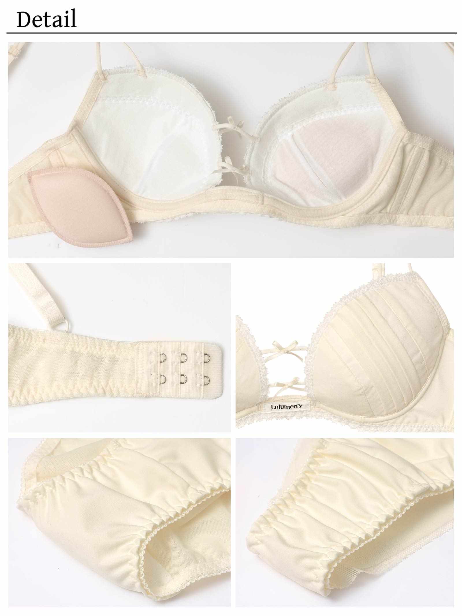 【YouTuberるなプロデュース/Lulumerry】タックシャツ 盛りもっと ブラジャー&ショーツ /アイボリー