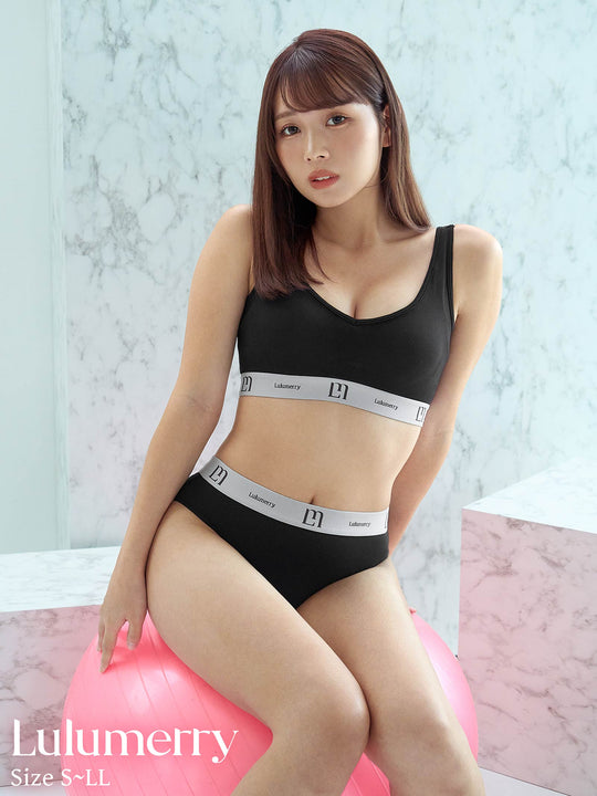 【YouTuber流那プロデュース/Lulumerry】モノグラムロゴ まんま”るな” ブラジャー&ショーツ / ブラック