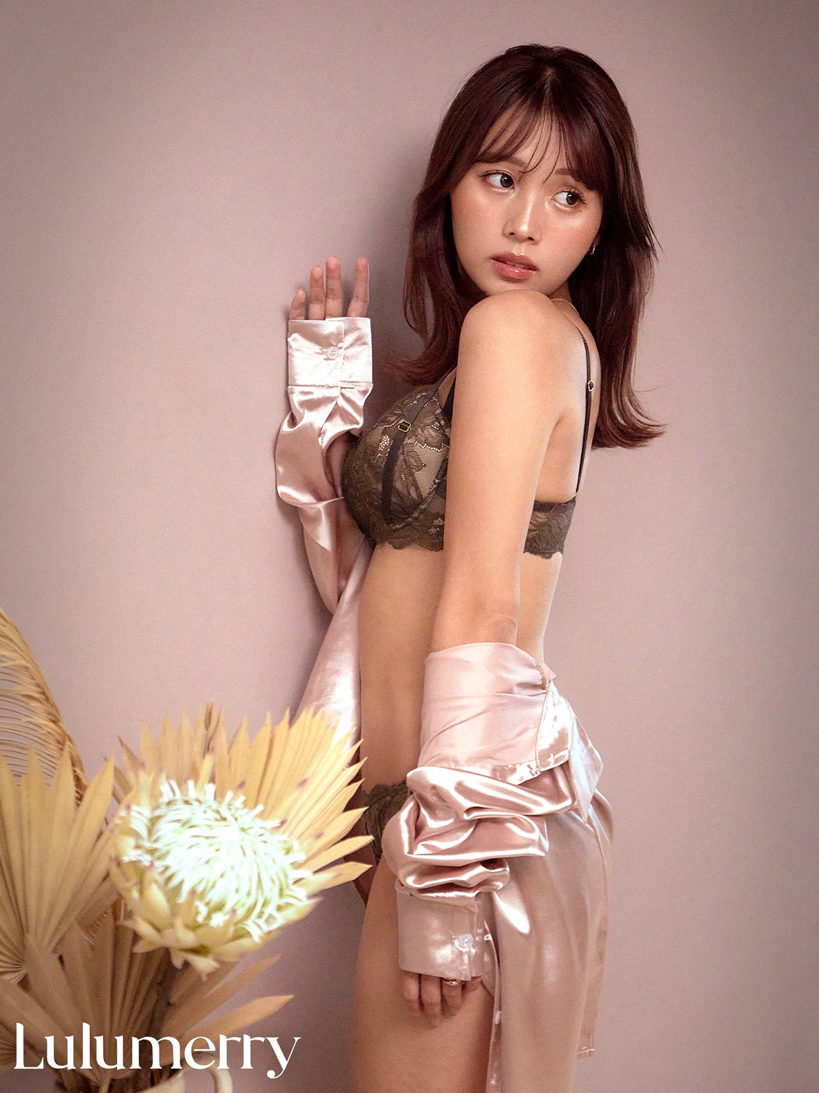 【YouTuber流那プロデュース/Lulumerry】レーシークロス 盛りもっと ブラジャー&ショーツ / ブラウン